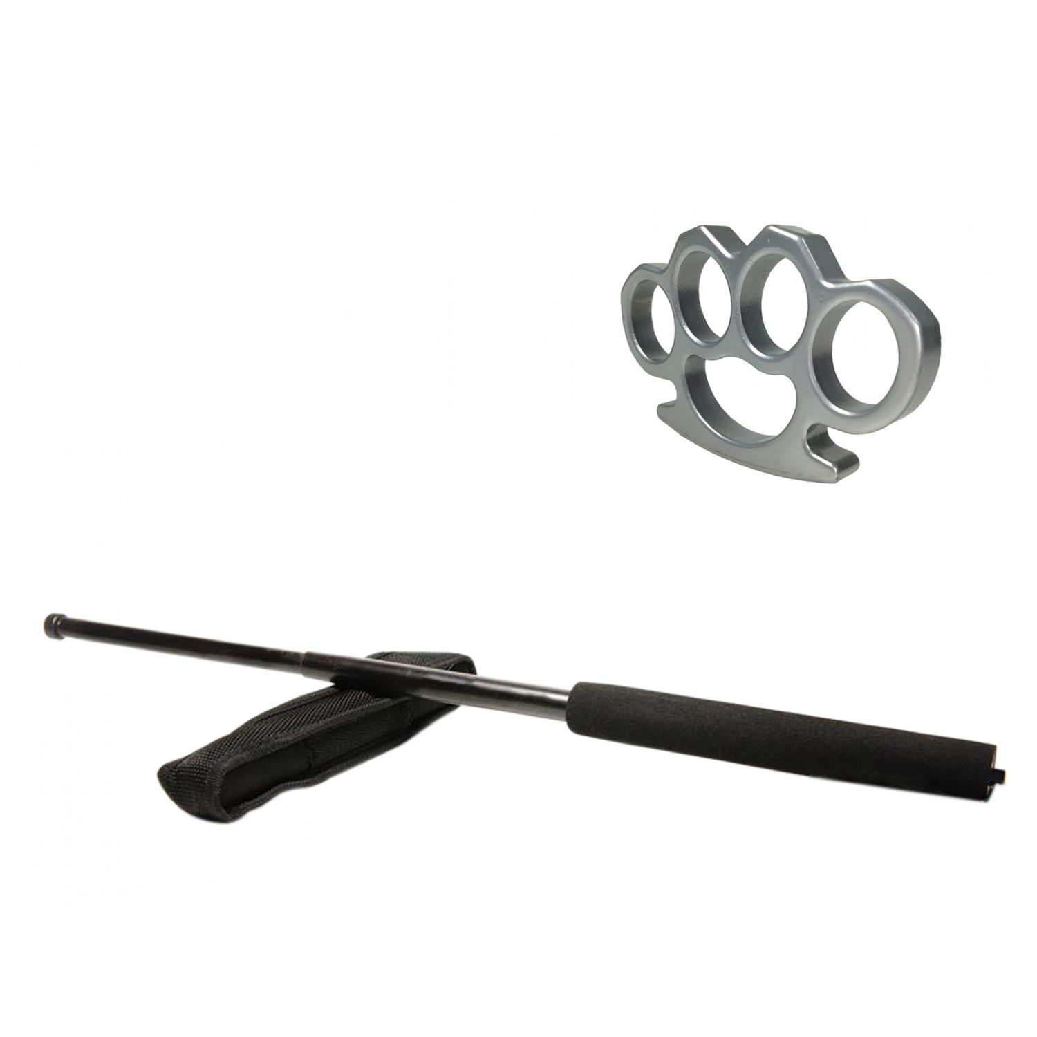 Set baston telescopic negru 50 cm +  box argintiu 1 cm grosime fotografia produsului