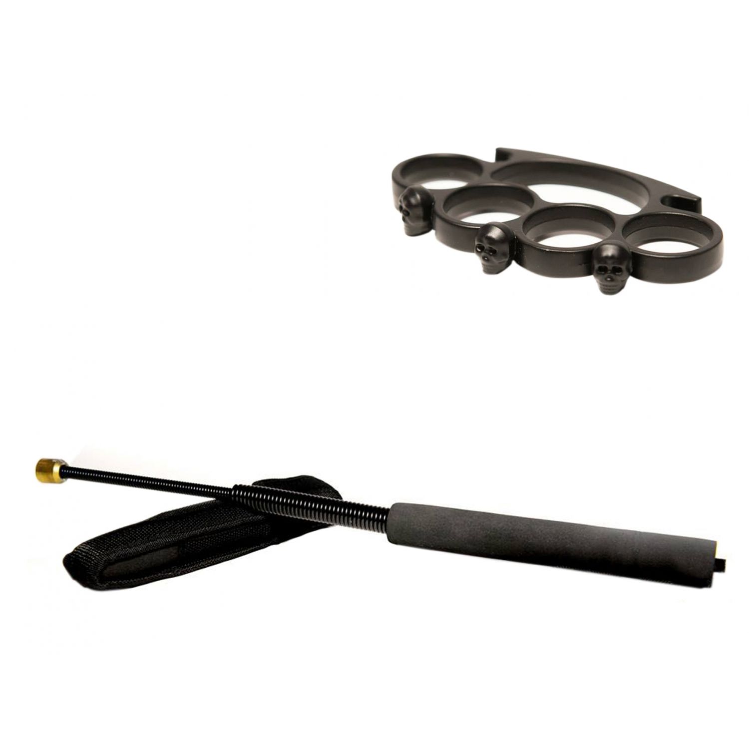 Set baston telescopic flexibil negru 47 cm + box craniu negru fotografia produsului