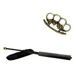 Set baston telescopic flexibil negru 47 cm +  pumnal/box crani fotografia produsului