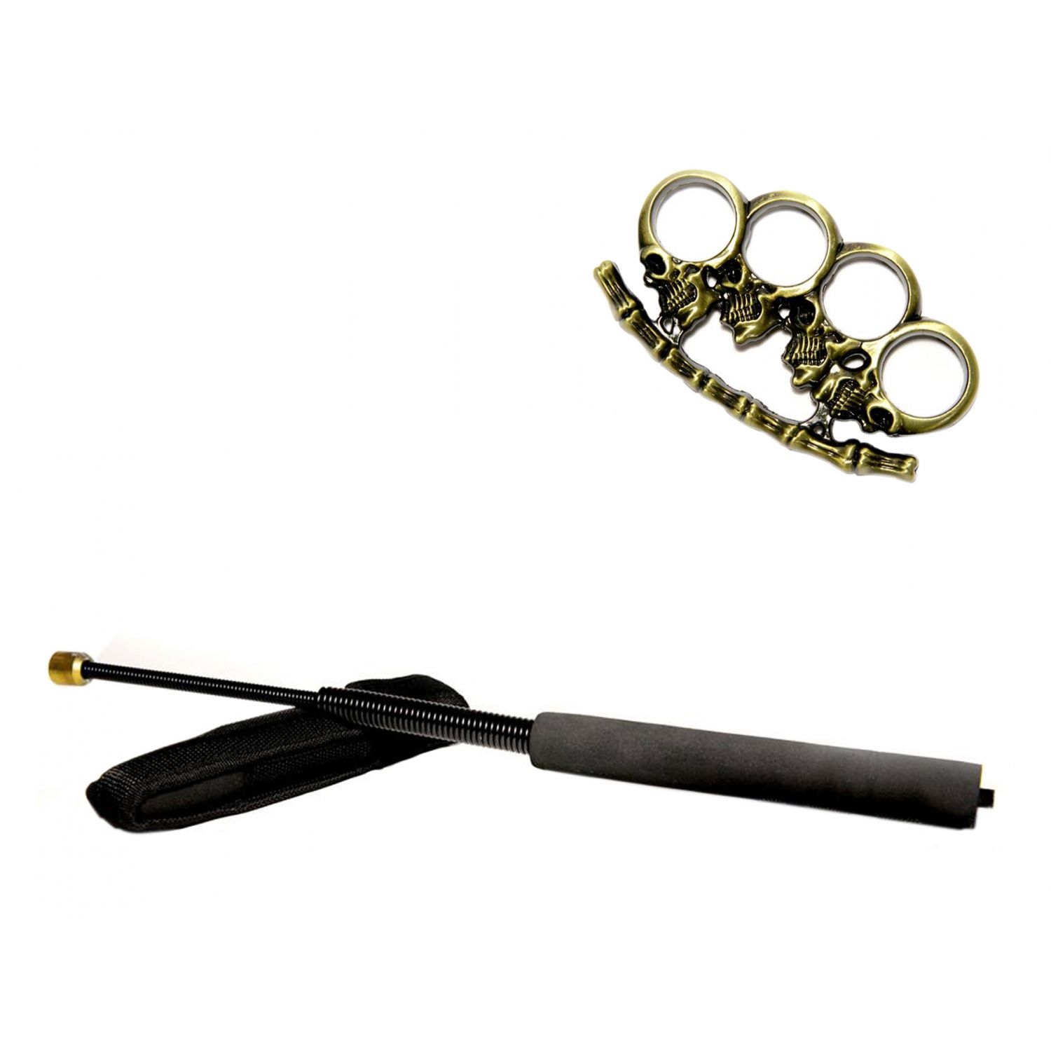 Set baston telescopic flexibil negru 47 cm +  pumnal/box crani fotografia produsului