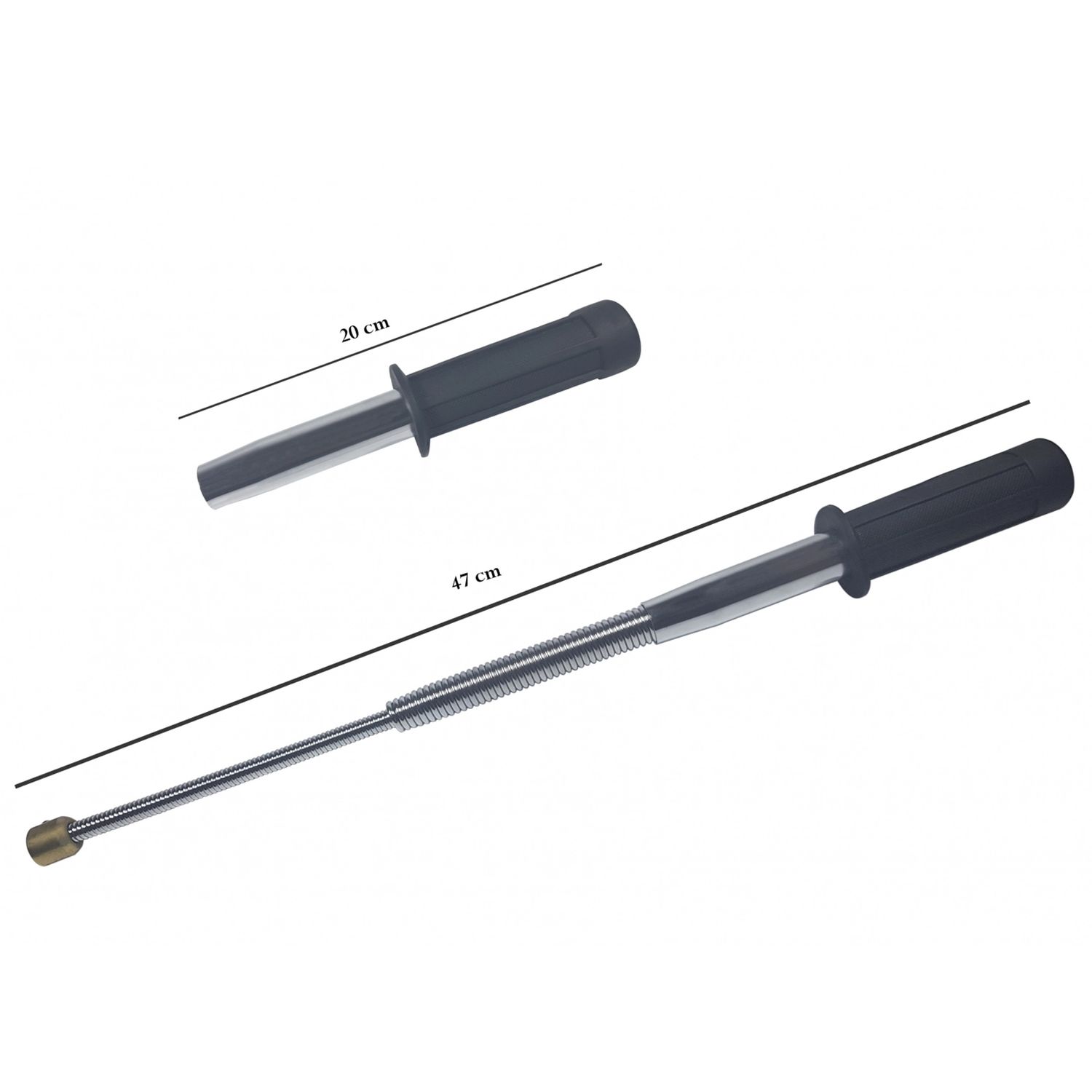 Baston telescopic flexibil maner cauciuc, 47 cm, argintiu fotografia produsului View 4 L