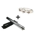 Set baston telescopic din otel, argintiu, 64 cm + box craniu argintiu fotografia produsului