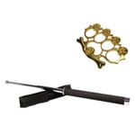 Set baston telescopic 65 cm argintiu + box-rozeta craniu auriu fotografia produsului