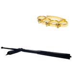 Set baston telescopic din otel, negru, 64 cm + box craniu auriu fotografia produsului