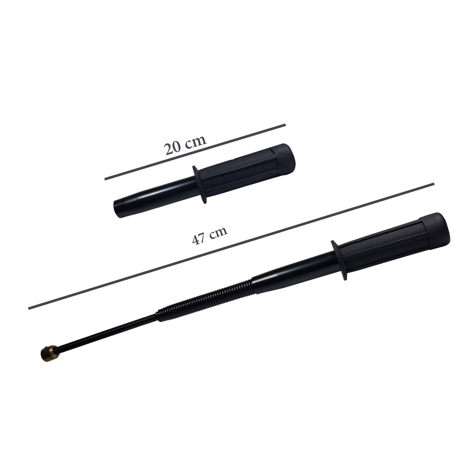 Set baston telescopic flexibil negru maner tip tonfa 47 cm + box craniu auriu fotografia produsului View 5 L