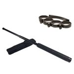 Set baston telescopic Police, 49 cm + box craniu negru fotografia produsului
