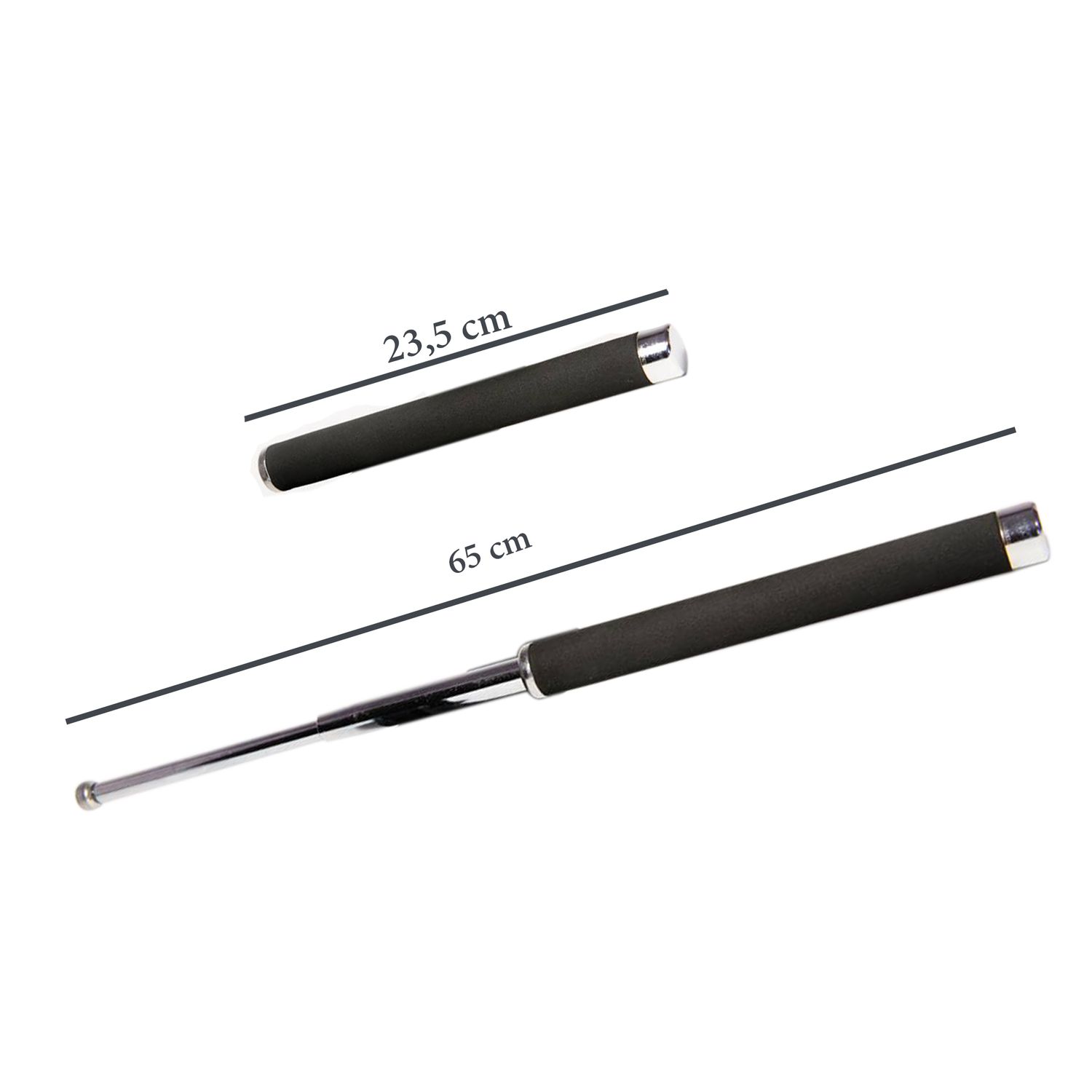Baston telescopic 65 cm, argintiu, cadou spray NATO 60 ml fotografia produsului View 5 L