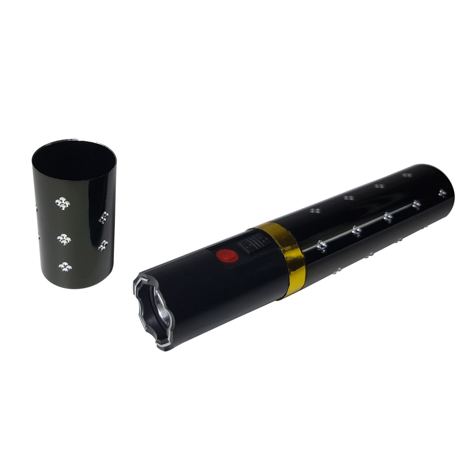 Mini electrosoc in forma de ruj cu lanterna, negru fotografia produsului