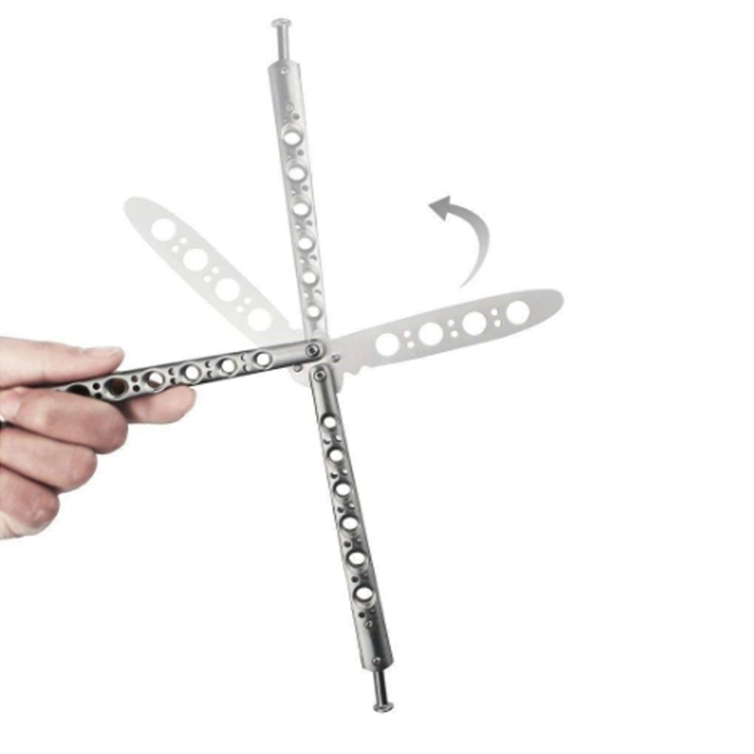 Cutit - Briceag fluture - Butterfly de antrenament 22 cm, argintiu fotografia produsului View 3 L