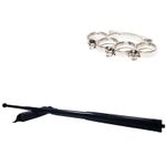 Set baston telescopic din otel, negru, 64 cm + box craniu argintiu fotografia produsului