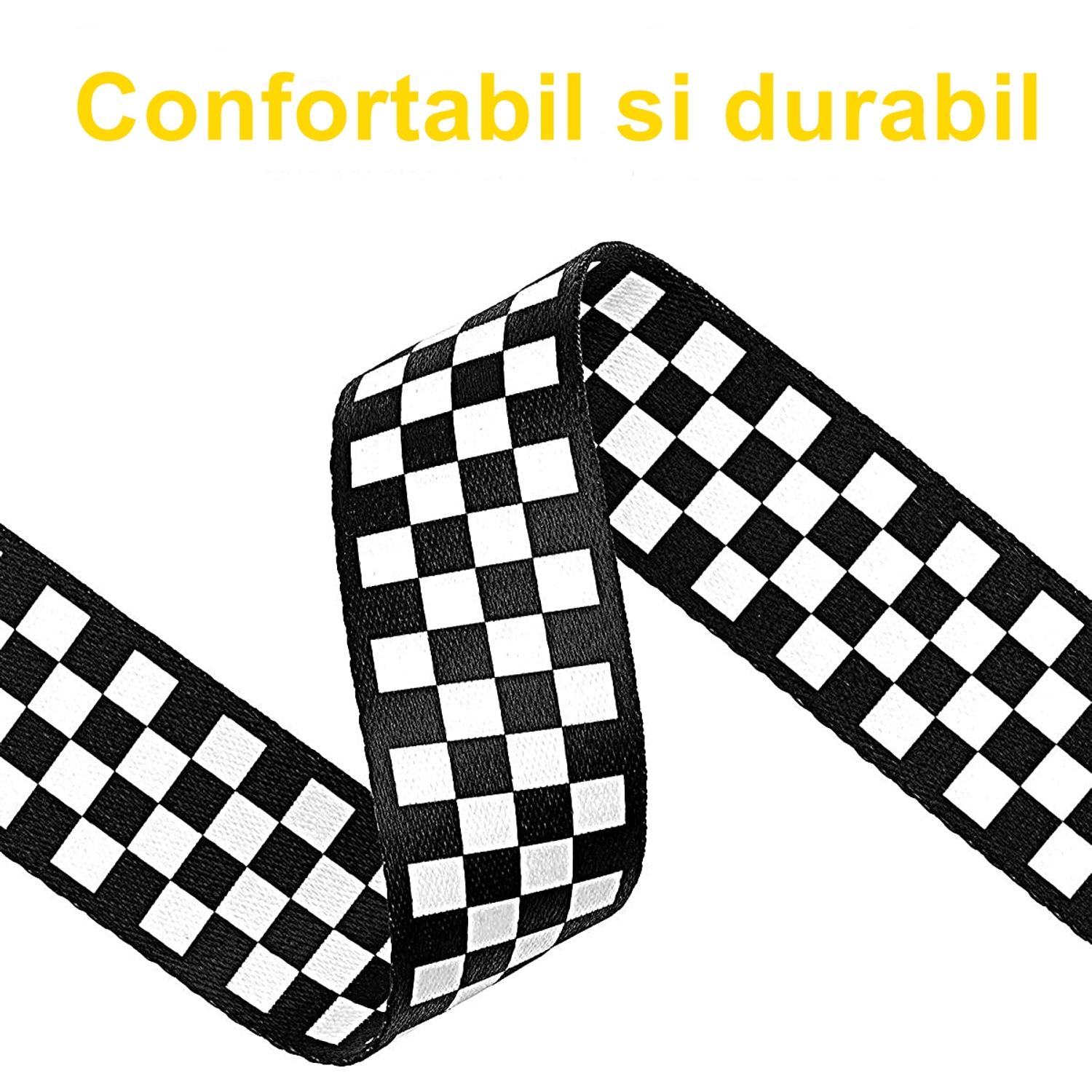 Curea pentru chitara IdeallStore&reg;, Check Sound, nylon, 155 cm, negru fotografia produsului View 4 L