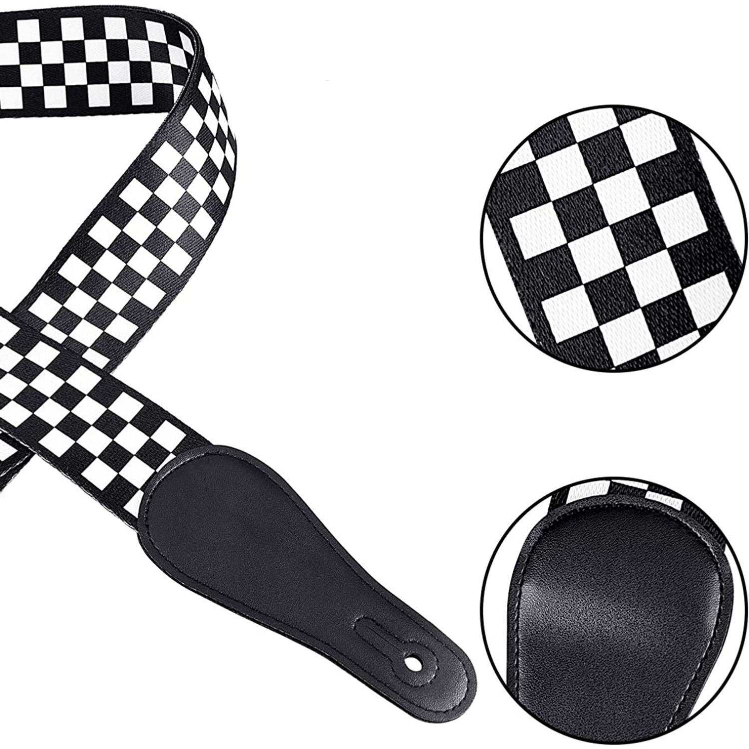 Curea pentru chitara IdeallStore&reg;, Check Sound, nylon, 155 cm, negru fotografia produsului View 5 L