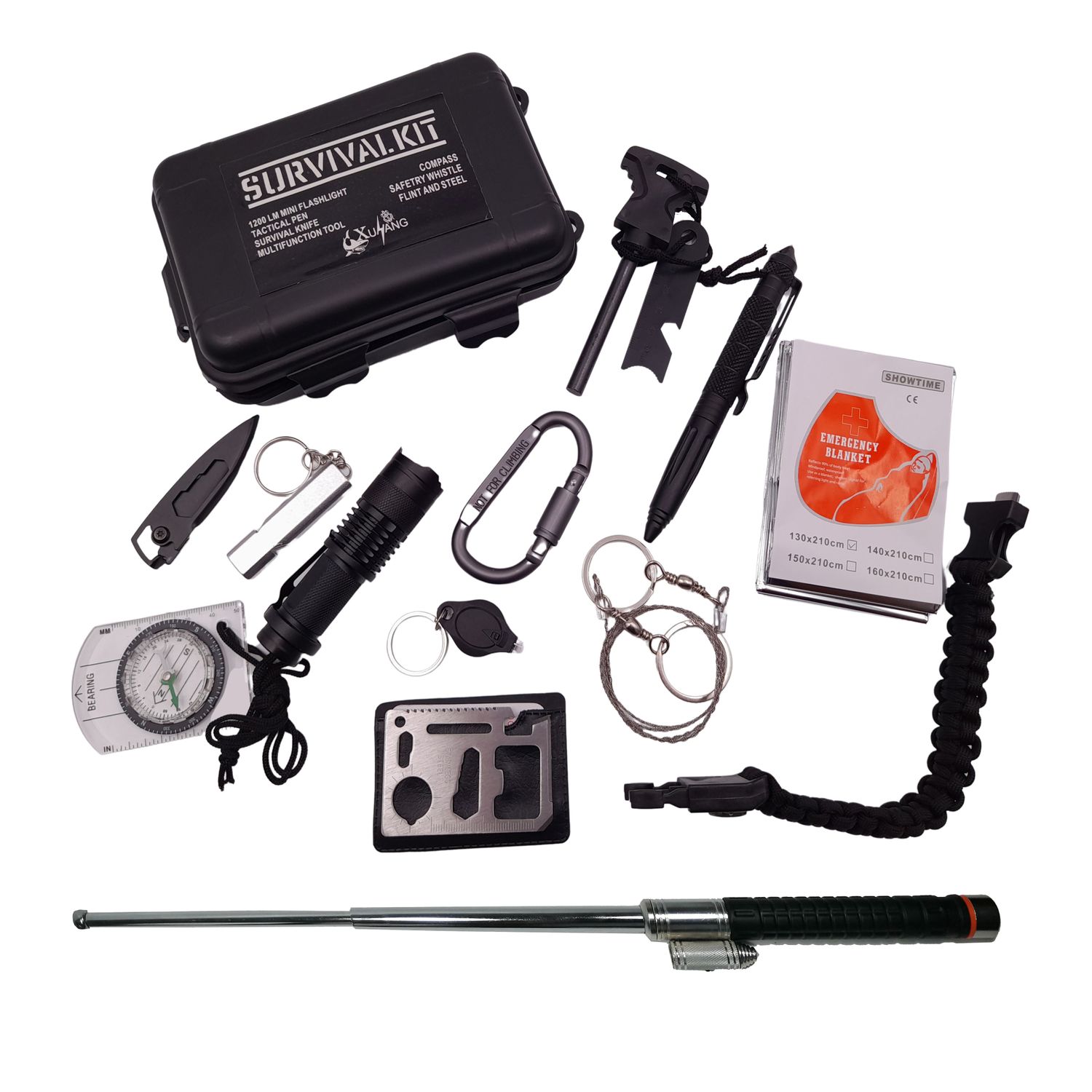 Kit supravietuire IdeallStore&reg;, Self Help, 13 elemente multifunctionale, negru fotografia produsului