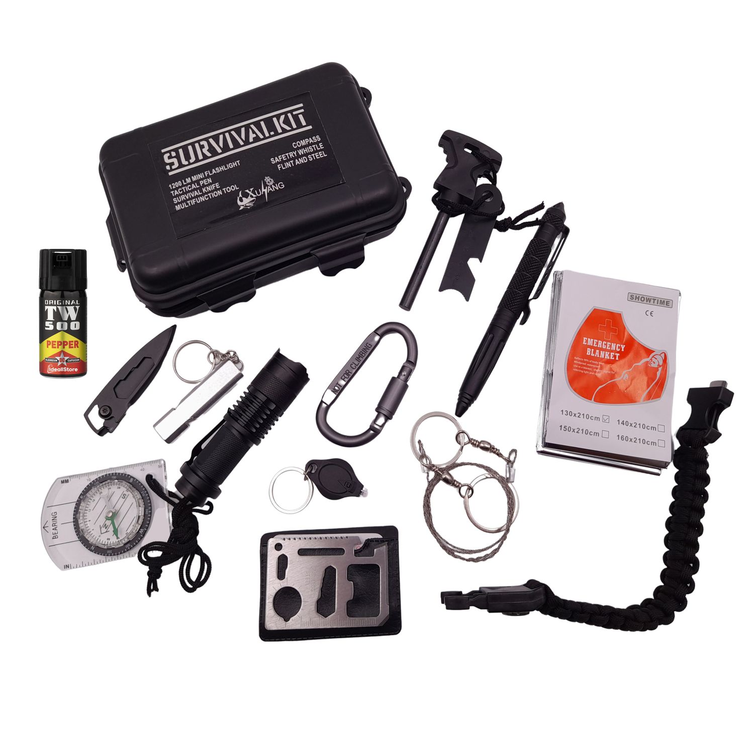 Kit supravietuire IdeallStore&reg;, On Point, 13 elemente multifunctionale, negru fotografia produsului