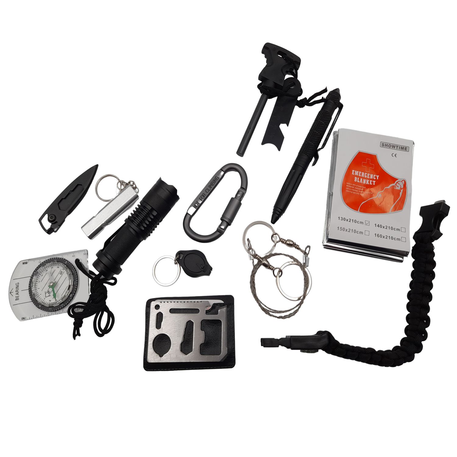 Kit supravietuire IdeallStore&reg;, True Saviour, 13 elemente multifunctionale, negru fotografia produsului View 2 L