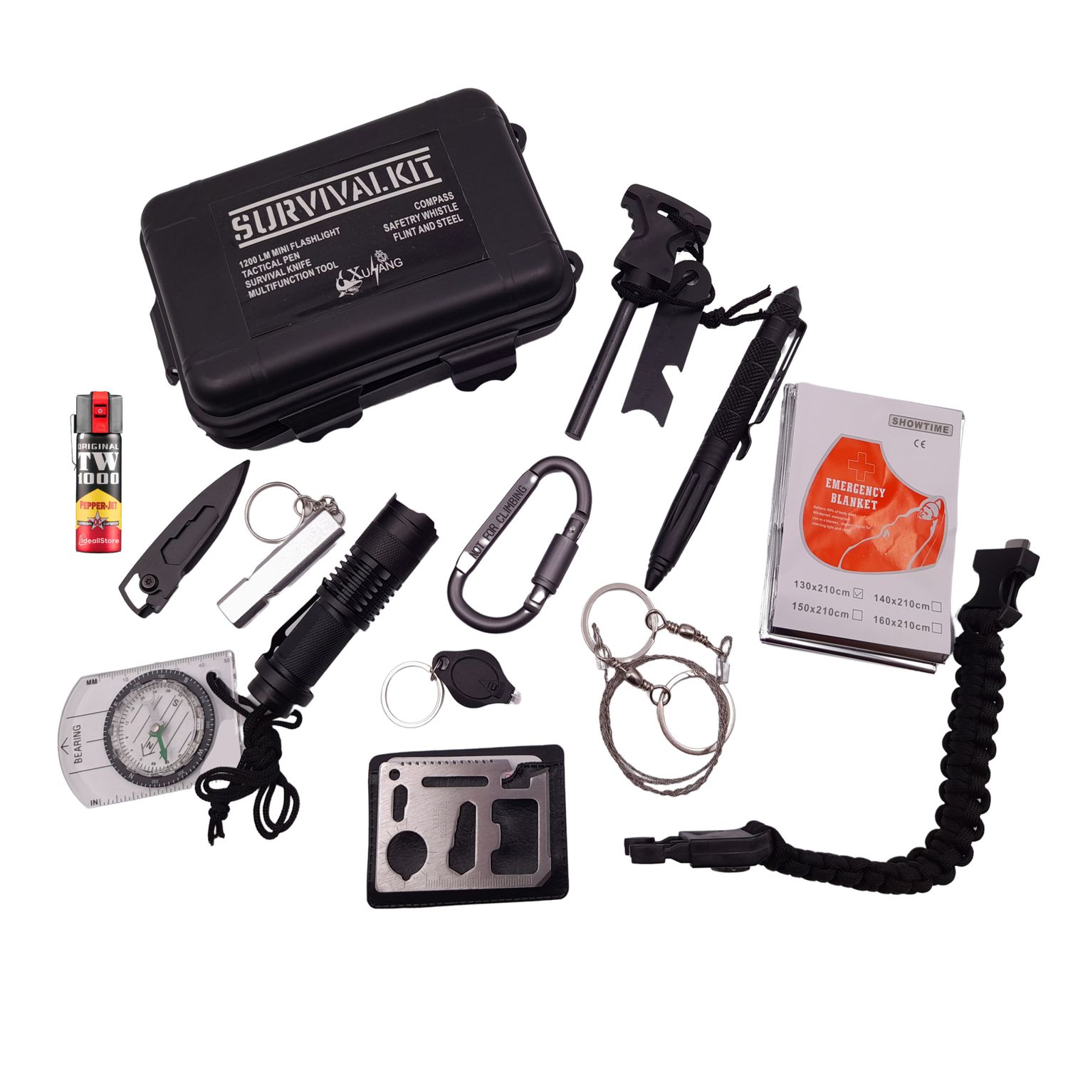 Kit supravietuire IdeallStore&reg;, Help Society, 13 elemente multifunctionale, negru fotografia produsului