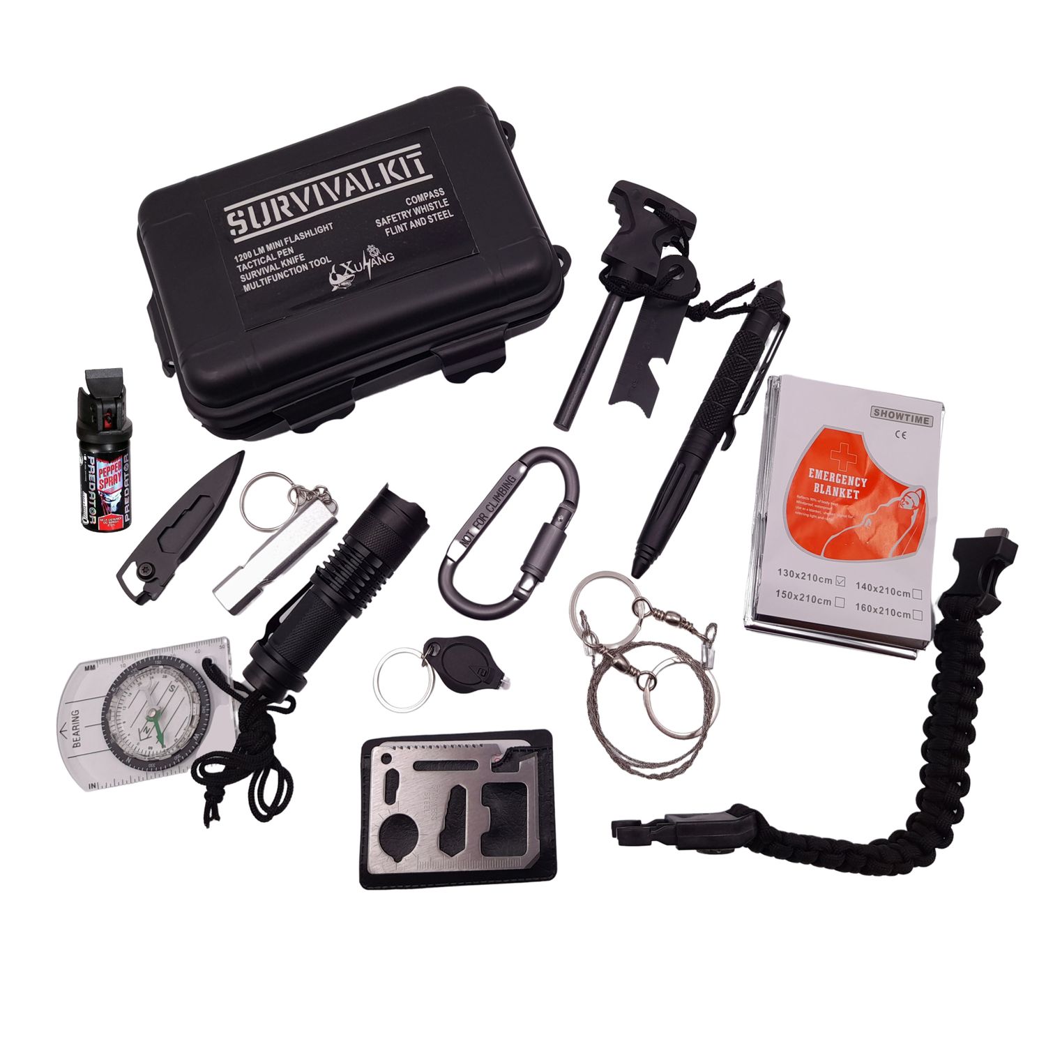 Kit supravietuire IdeallStore&reg;, True Helper, 13 elemente multifunctionale, negru fotografia produsului
