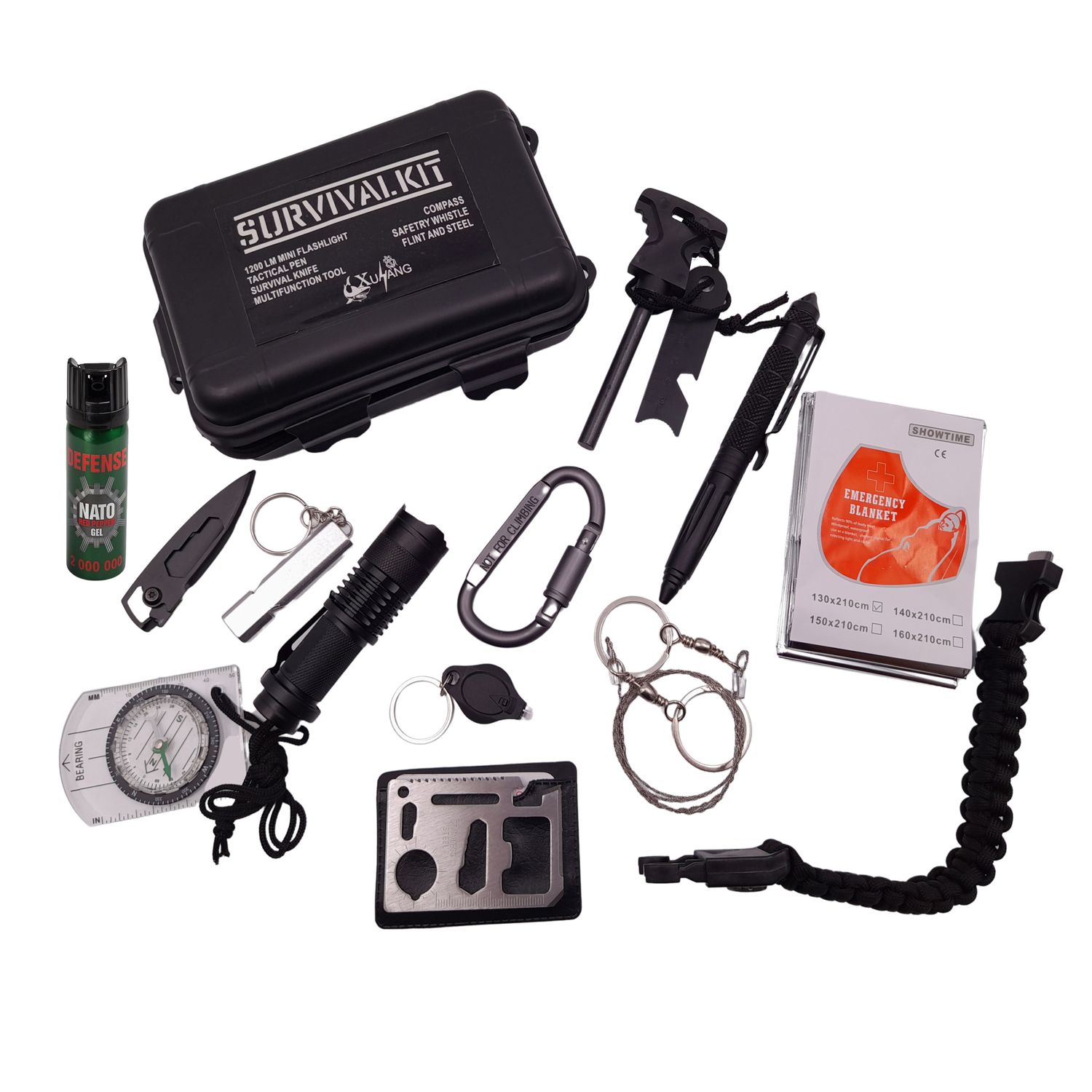 Kit supravietuire IdeallStore&reg;, True Saviour, 13 elemente multifunctionale, negru fotografia produsului