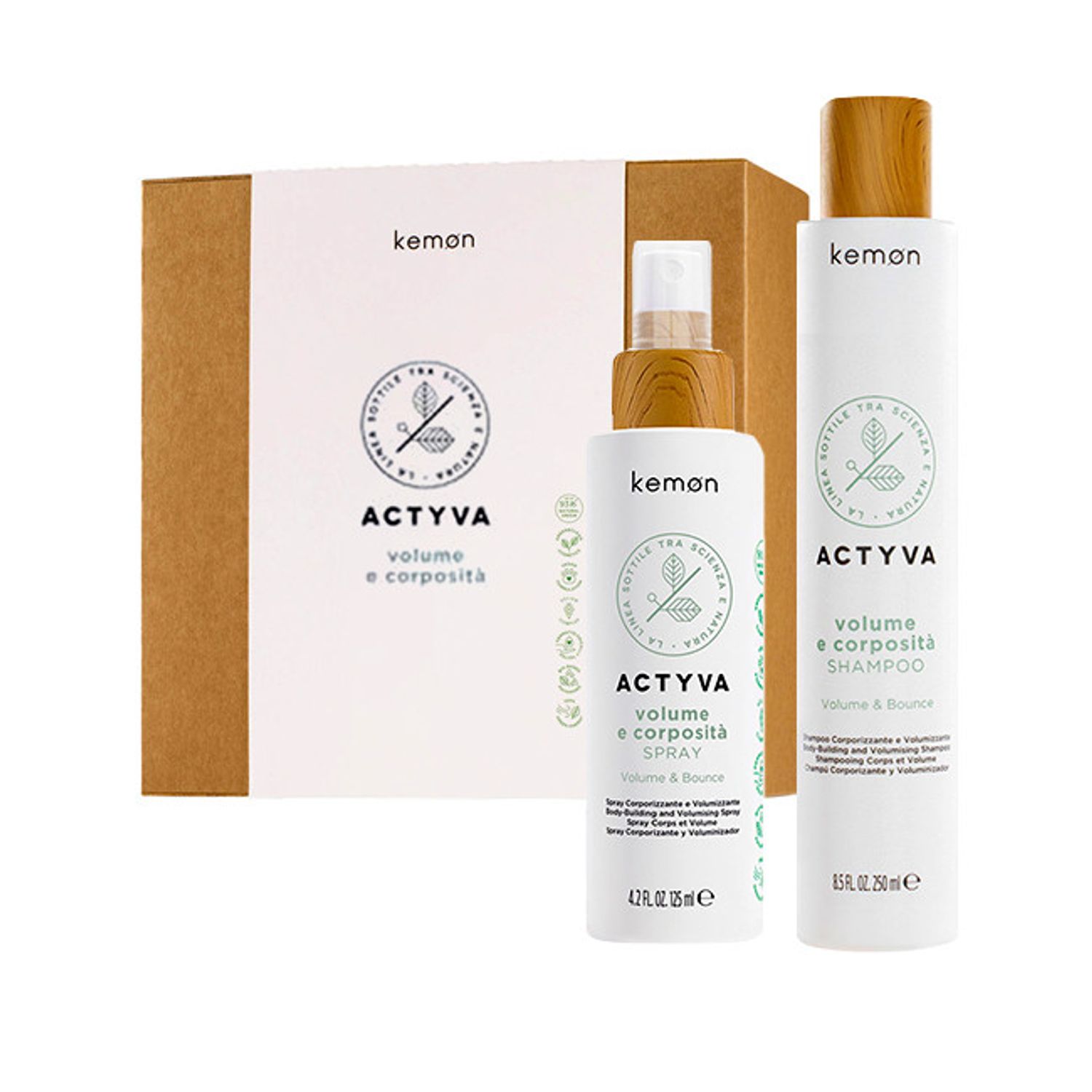 Set pentru volum Kemon Actyvia Volume e Corposit&agrave;, Sampon 250 ml + Spray 125 ml fotografia produsului
