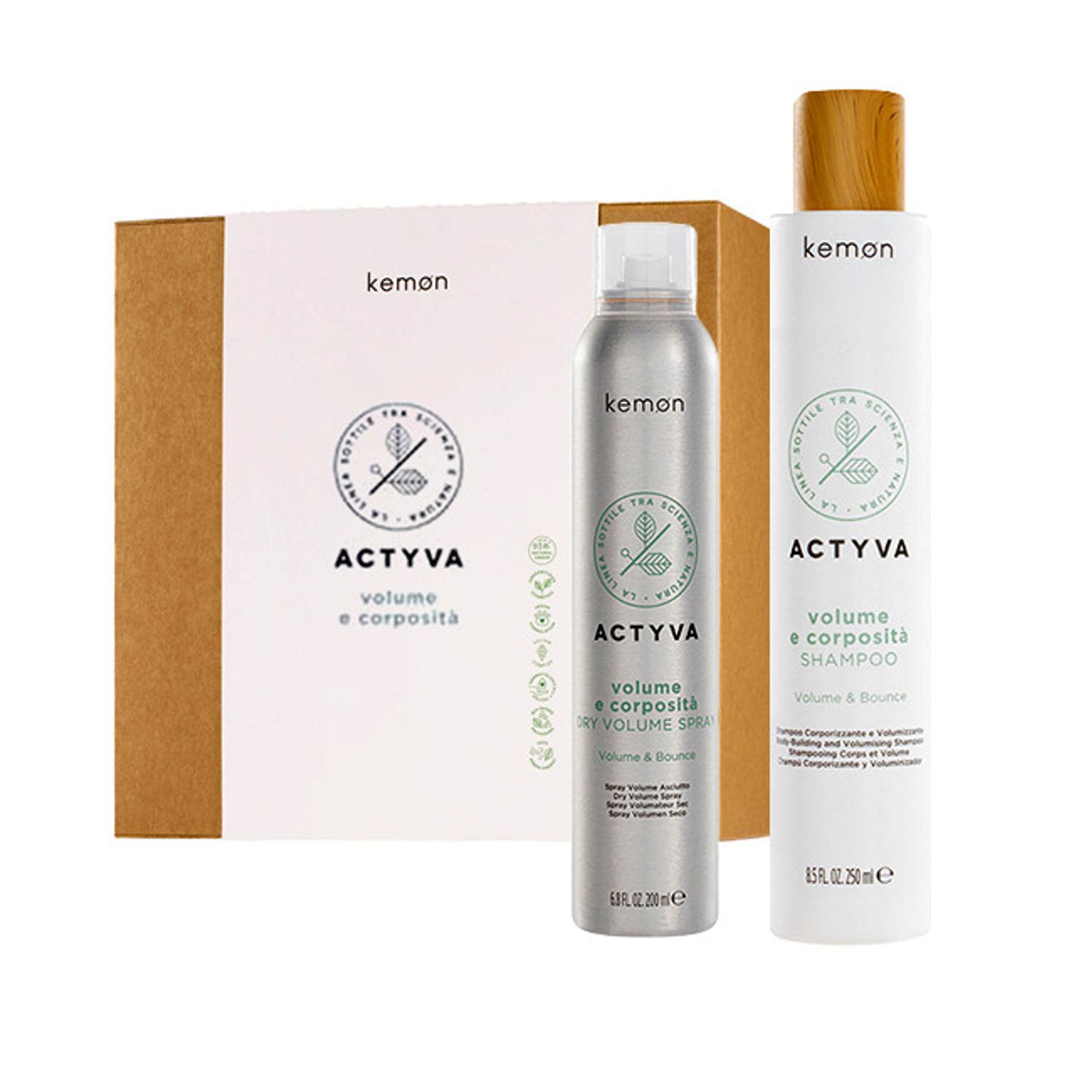 Set pentru volum Kemon Actyvia Volume e Corposit&agrave;, Sampon 250 ml + Spray uscat 200 ml fotografia produsului
