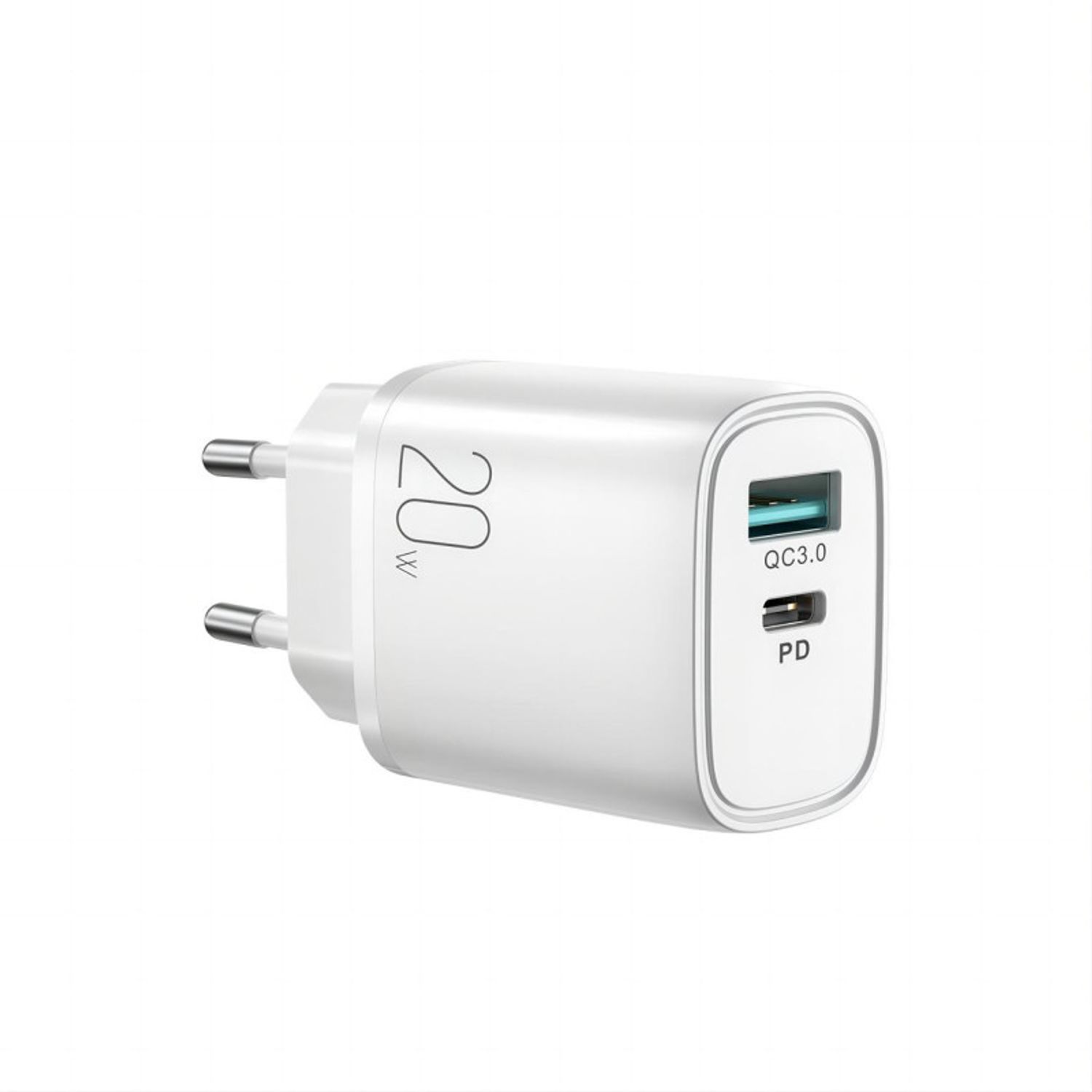Incarcator Joyroom L-QP2011 USB-A QC3.0 USB-C PD 20W Alb fotografia produsului