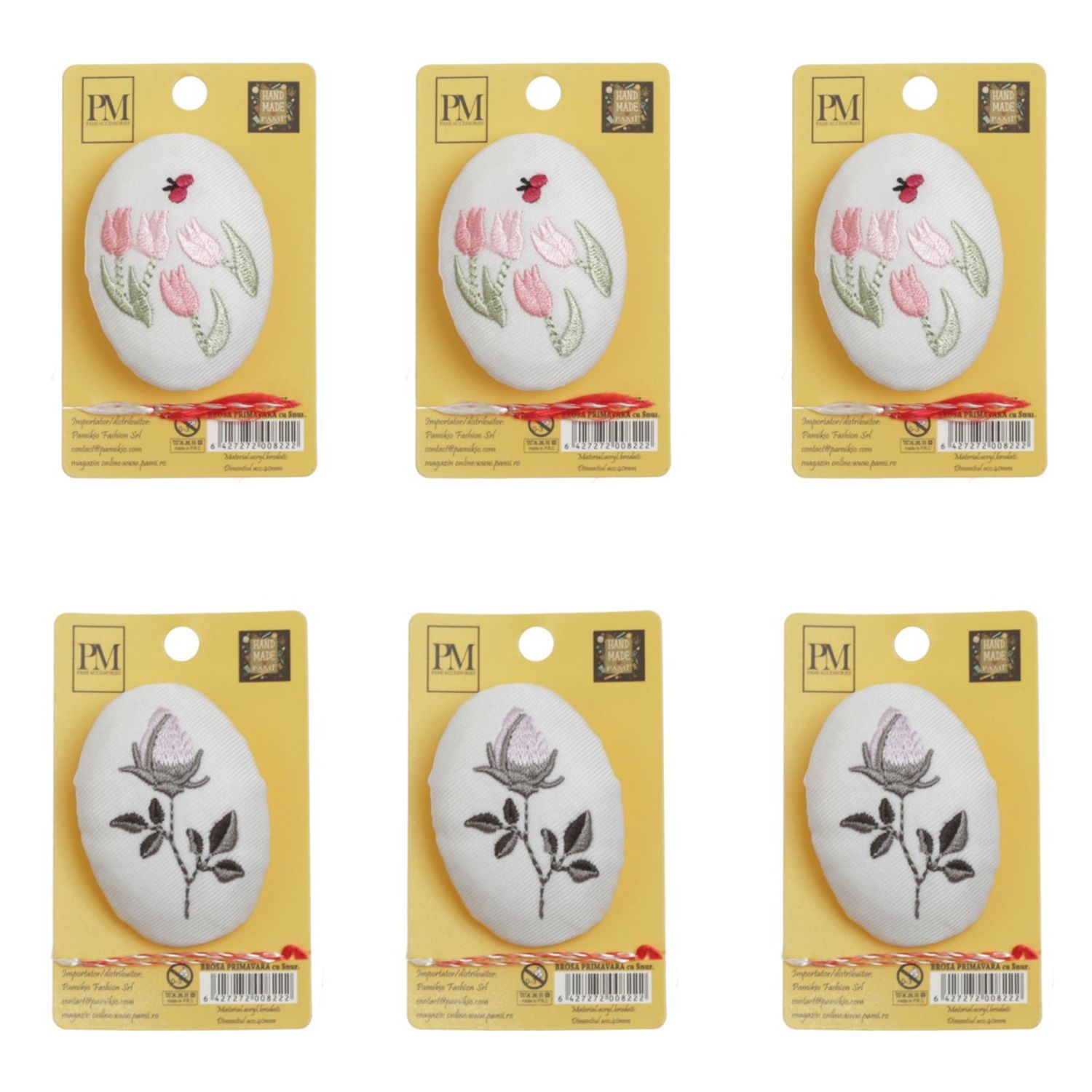 Set 6 martisoare tip brosa brodata, PAMI, VBR-11 fotografia produsului