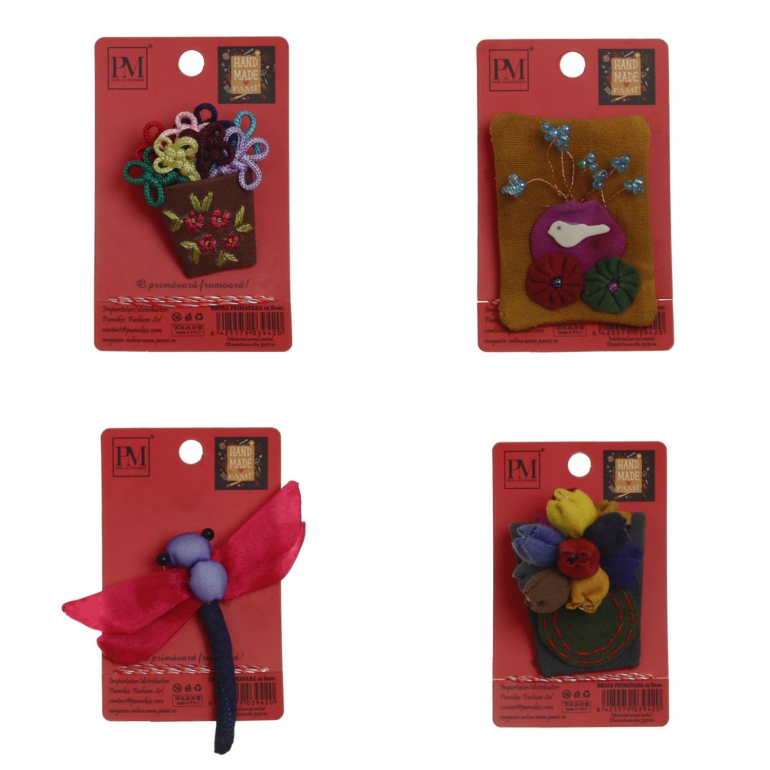 Set 4 martisoare brose handmade, PAMI, MVU-14 fotografia produsului