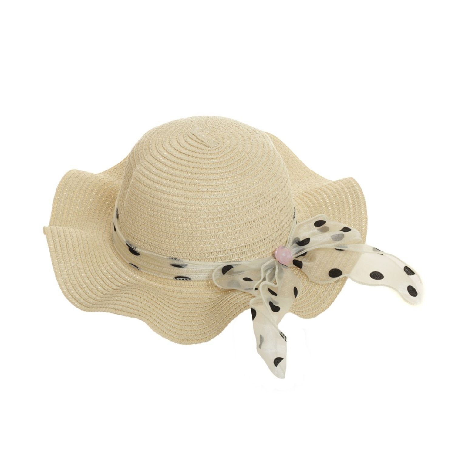 Palarie din paie pentru copii, PAMI, PC-0223-231-crem, 52 cm fotografia produsului View 3 L