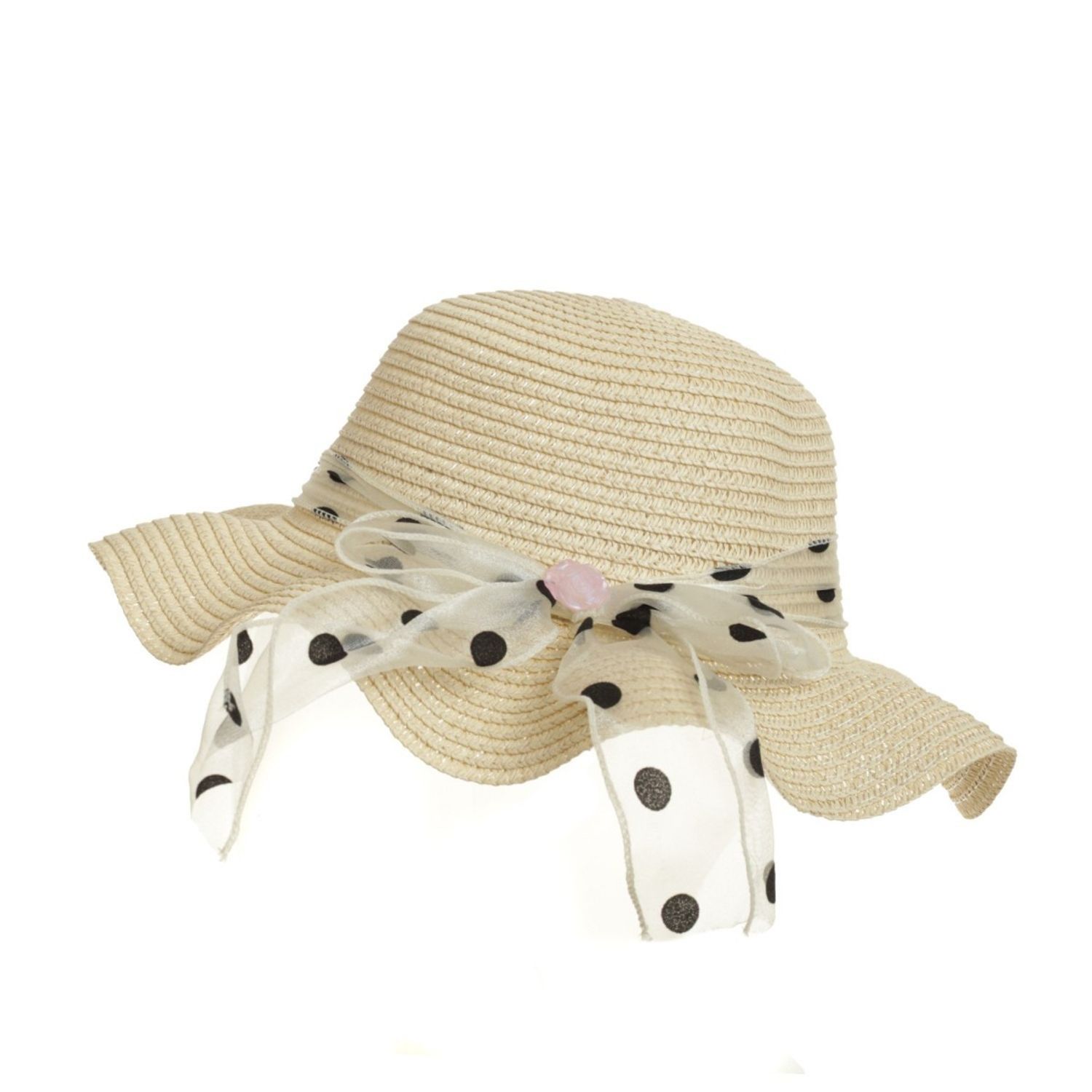 Palarie din paie pentru copii, PAMI, PC-0223-231-crem, 52 cm fotografia produsului