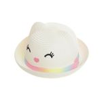Palarie de paie pentru copii, PAMI, PC-0223-251-alb, 52 cm, Alb fotografia produsului View 4 S