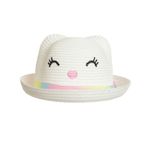 Palarie de paie pentru copii, PAMI, PC-0223-251-alb, 52 cm, Alb fotografia produsului