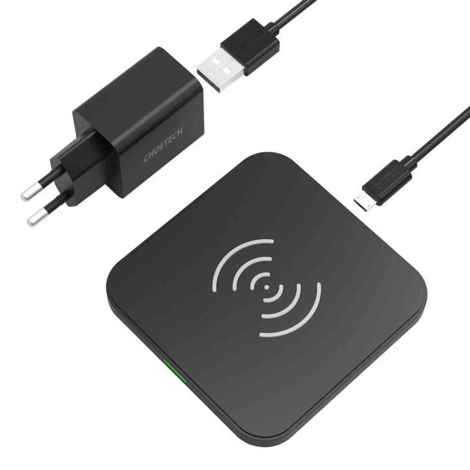 Kit incarcator retea Choetech wireless USB pentru casti 1.2m Negru fotografia produsului