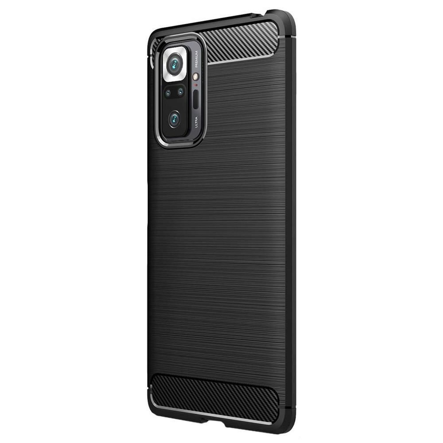 Protectie Spate Flexibila Antisoc Carbon pentru Xiaomi Redmi Note 10 Pro, Negru fotografia produsului