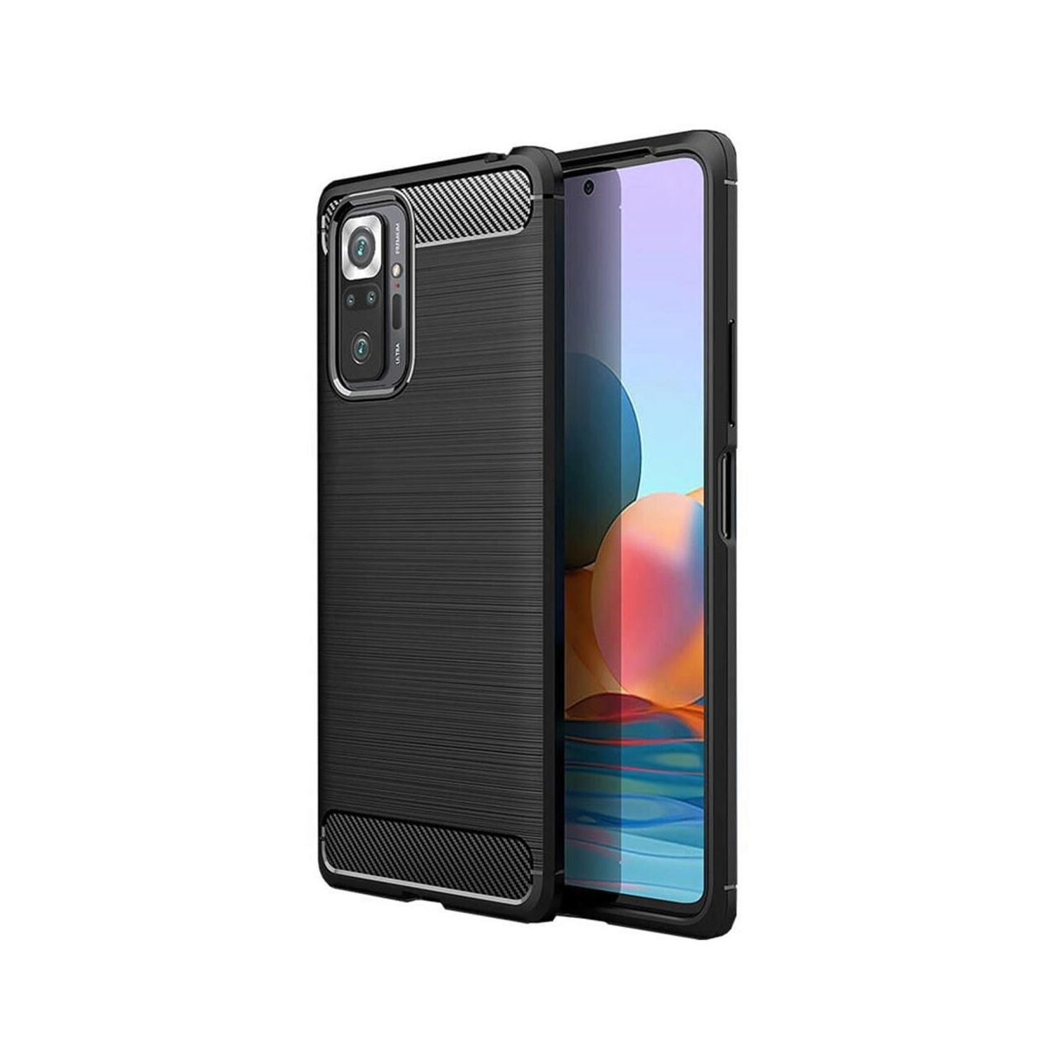 Protectie Spate Flexibila Antisoc Carbon pentru Xiaomi Redmi Note 10 Pro, Negru fotografia produsului View 5 L