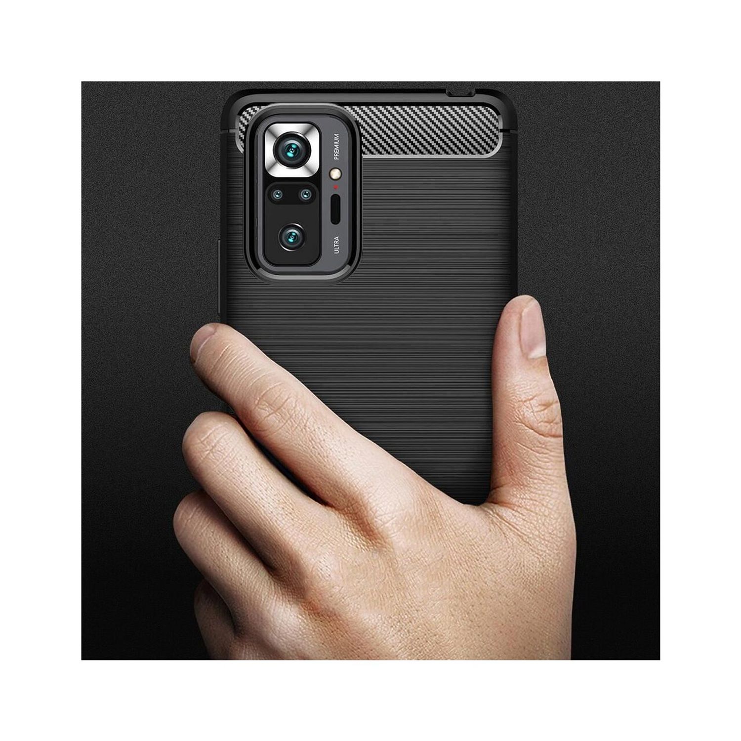 Protectie Spate Flexibila Antisoc Carbon pentru Xiaomi Redmi Note 10 Pro, Negru fotografia produsului View 2 L