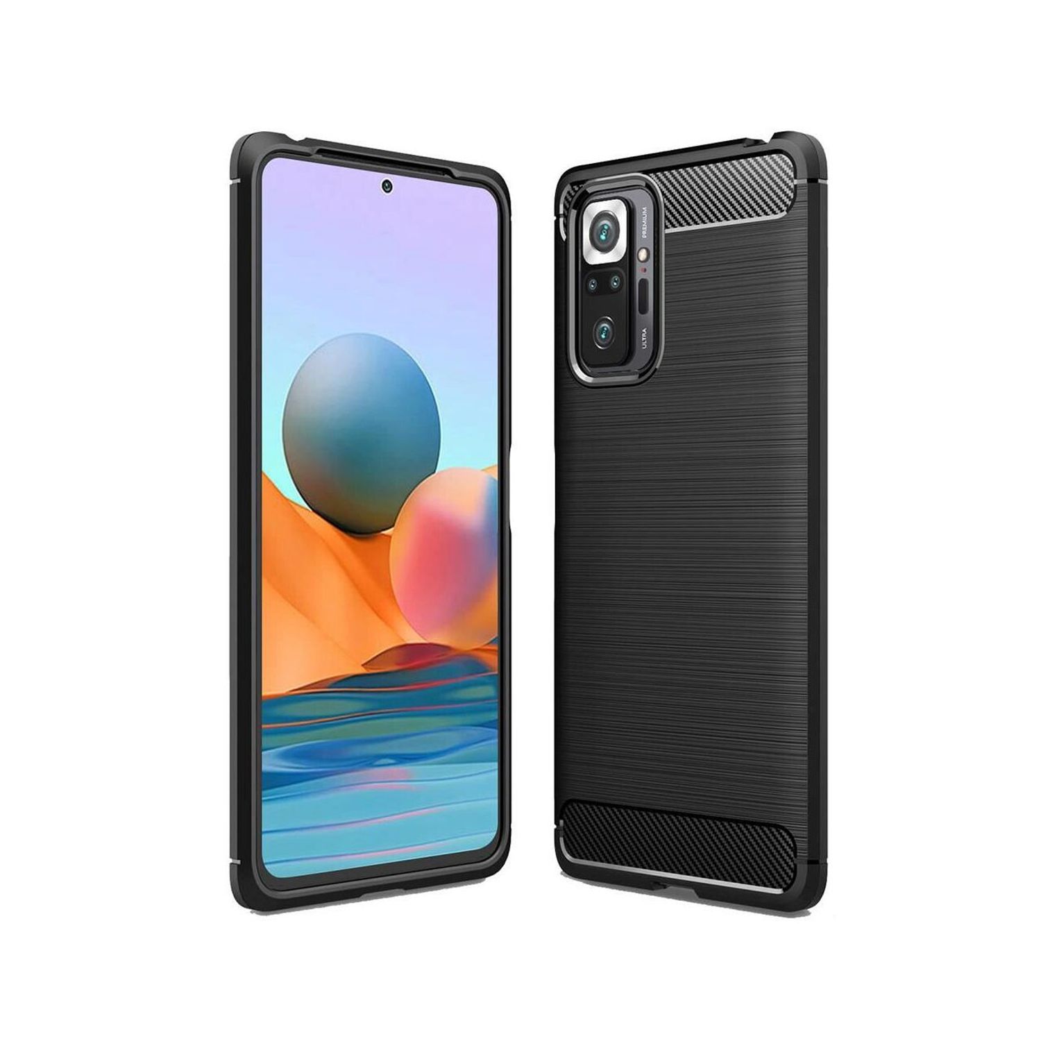 Protectie Spate Flexibila Antisoc Carbon pentru Xiaomi Redmi Note 10 Pro, Negru fotografia produsului View 4 L