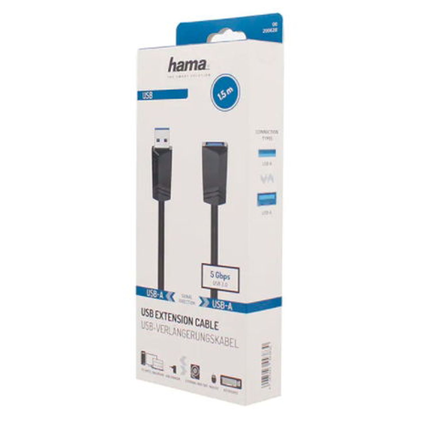 Cablu prelungitor HAMA 200628, USB 3.0, 1.5m fotografia produsului View 2 L