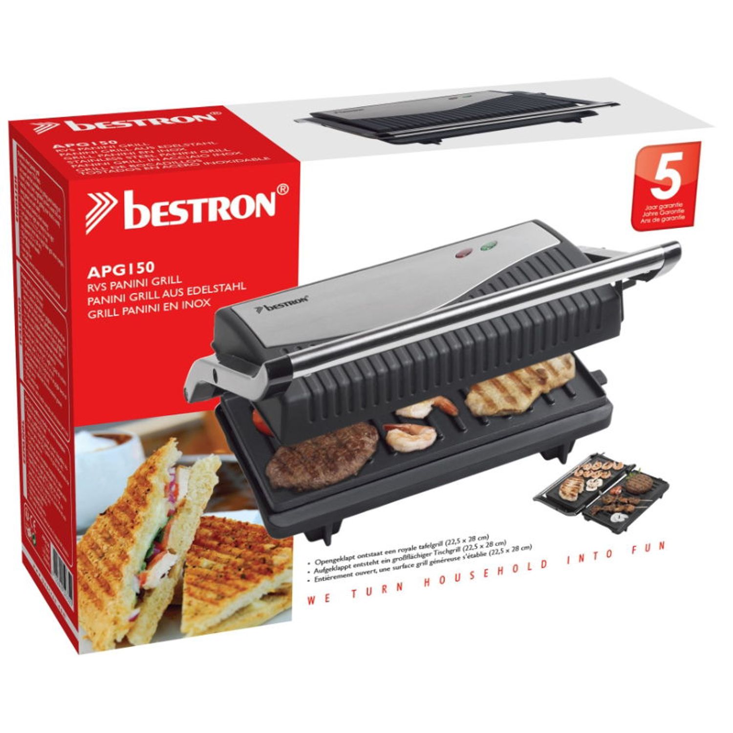 Sandwich Maker Bestron APG150 (Inox) fotografia produsului View 5 L