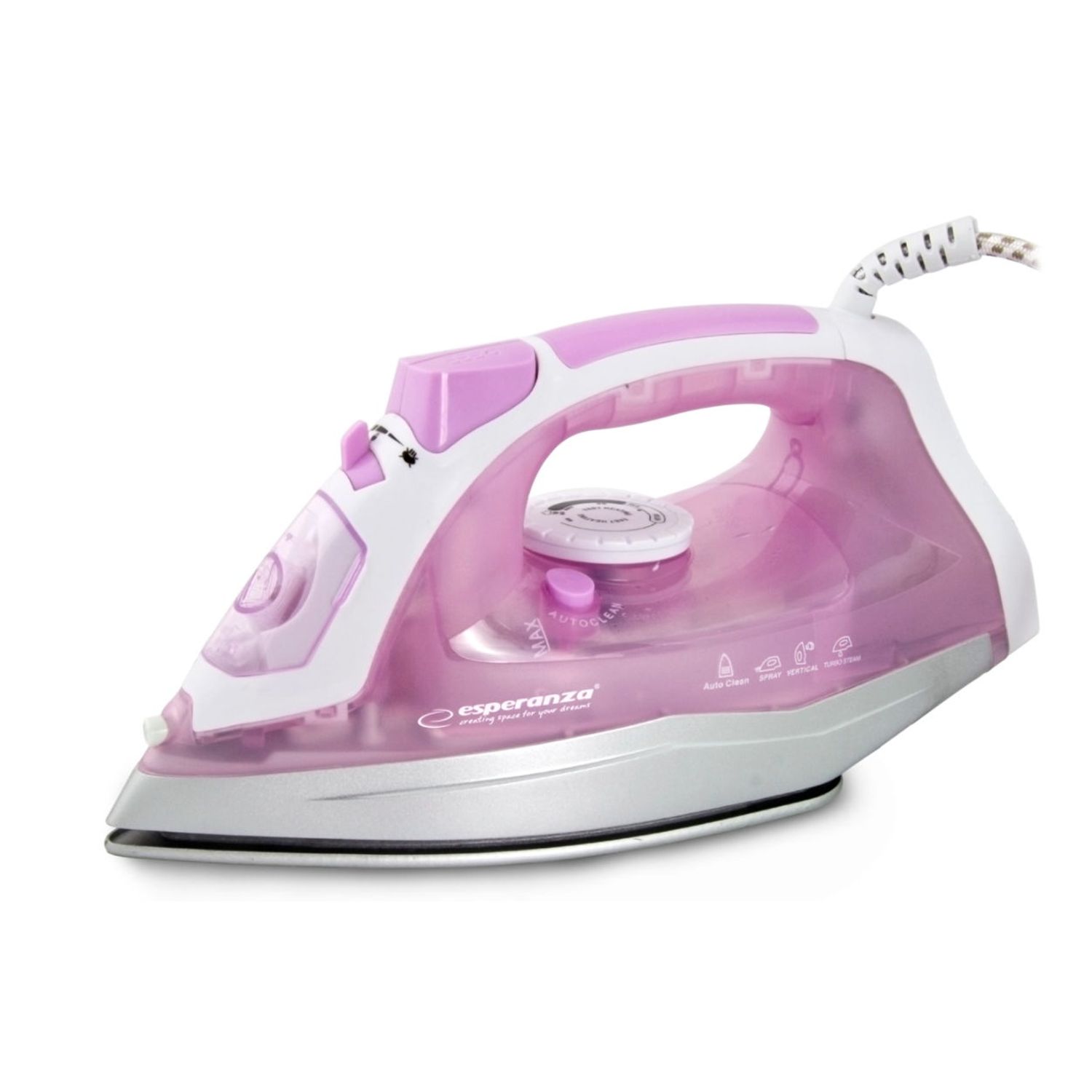 Fier de calcat ESPERANZA Tulle Ceramic, 2400W (Alb/Roz) fotografia produsului