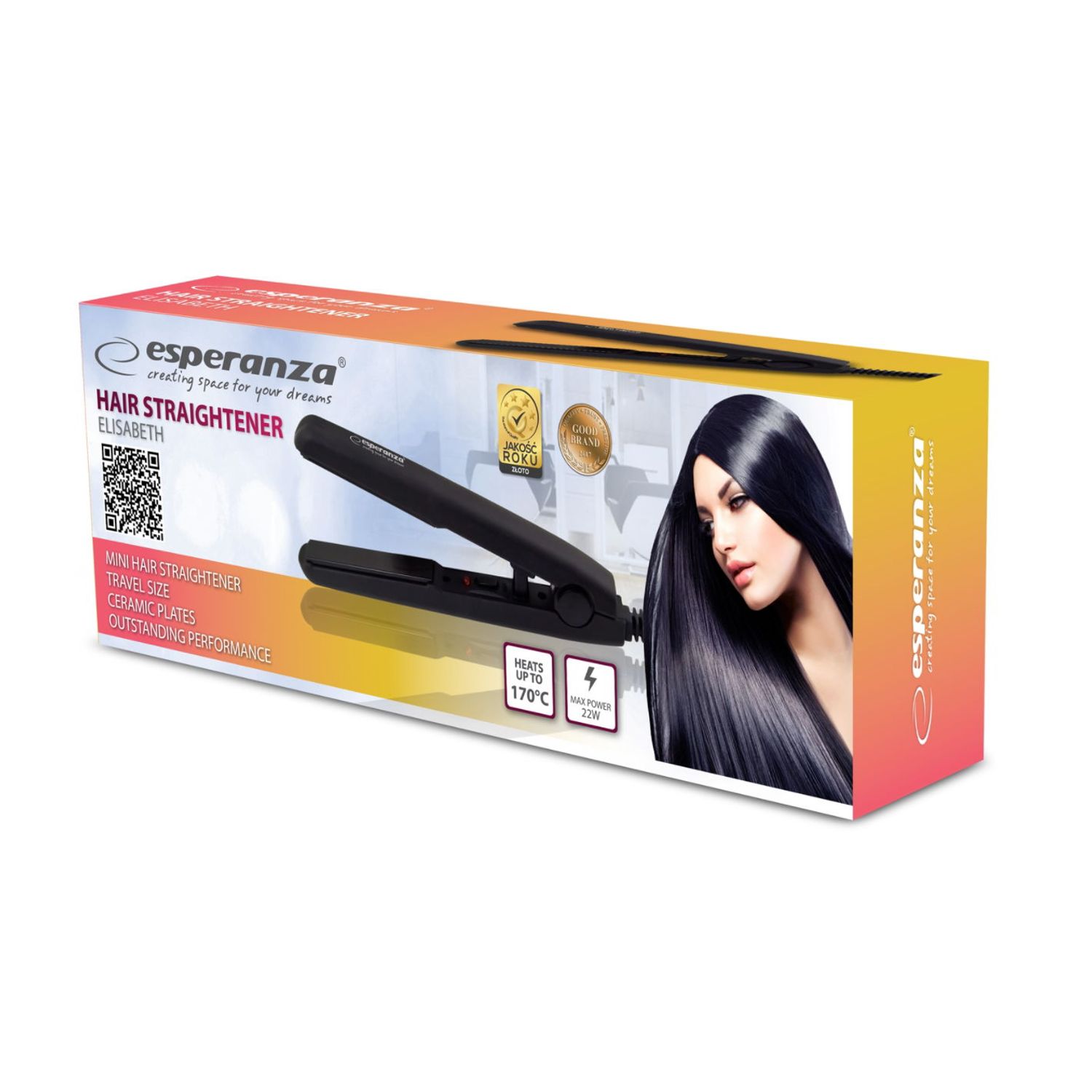 Placa de par ESPERANZA Straightener Elisabeth Mini, 22W (Negru) fotografia produsului View 3 L