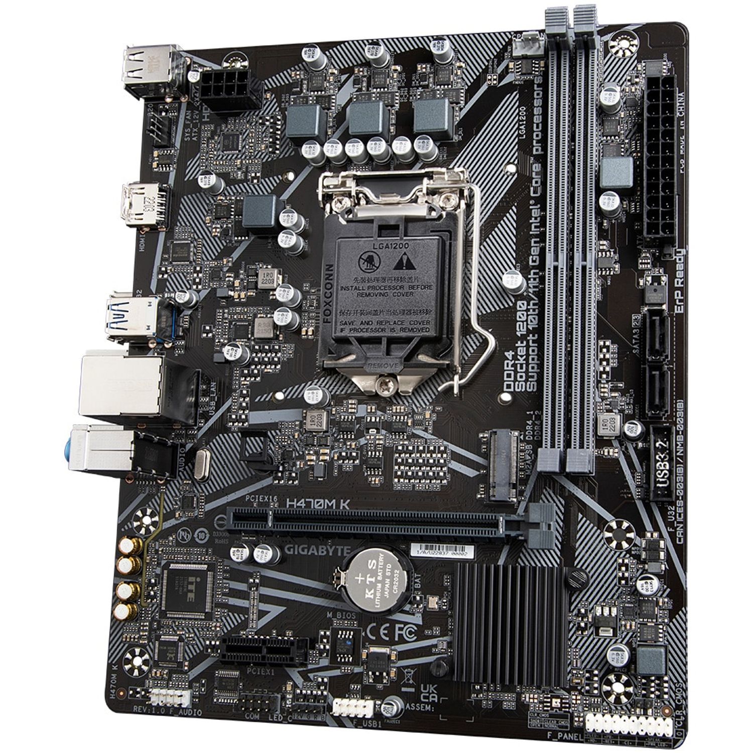 Placa de baza Gigabyte H470M K, Socket LGA 1200 fotografia produsului View 2 L