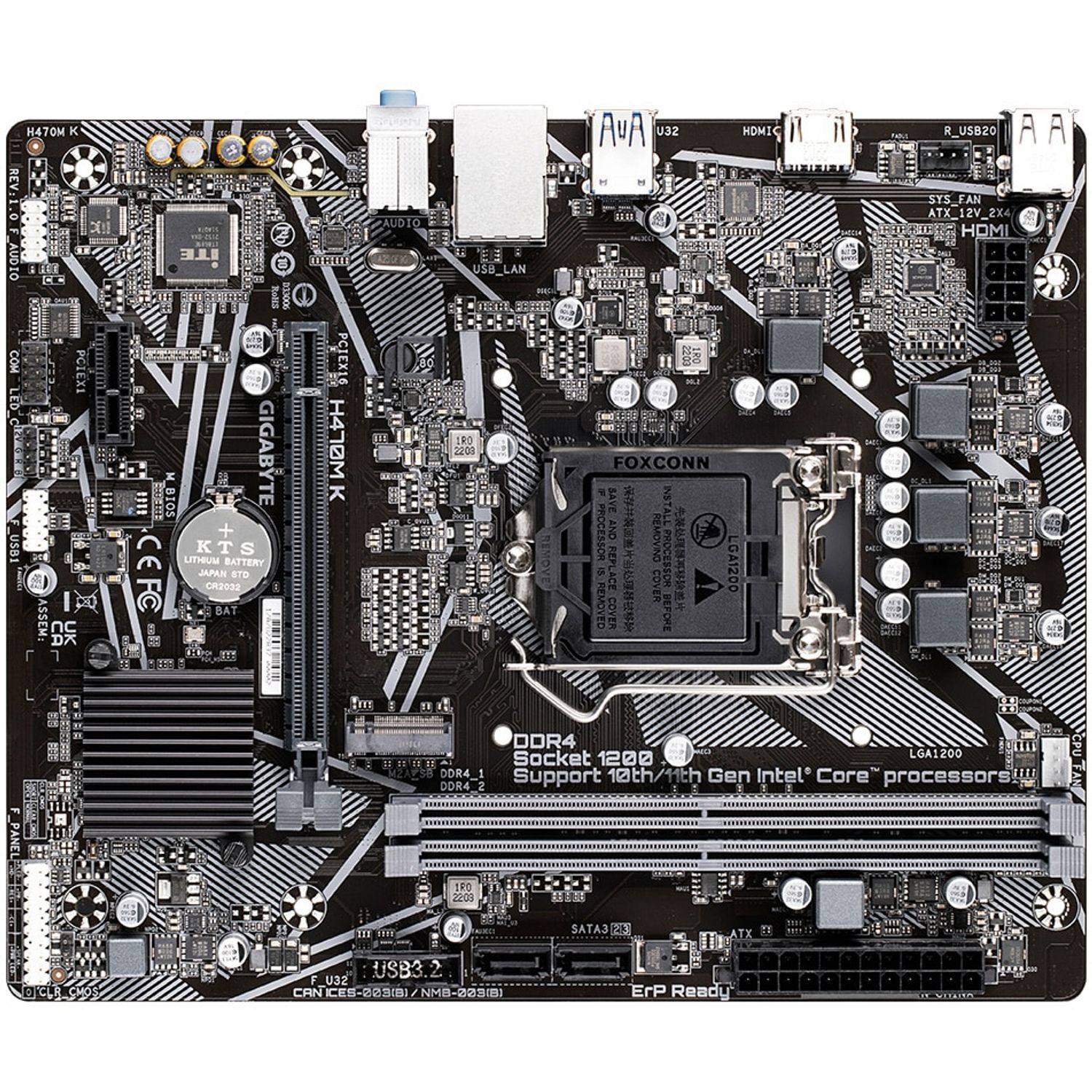 Placa de baza Gigabyte H470M K, Socket LGA 1200 fotografia produsului View 4 L