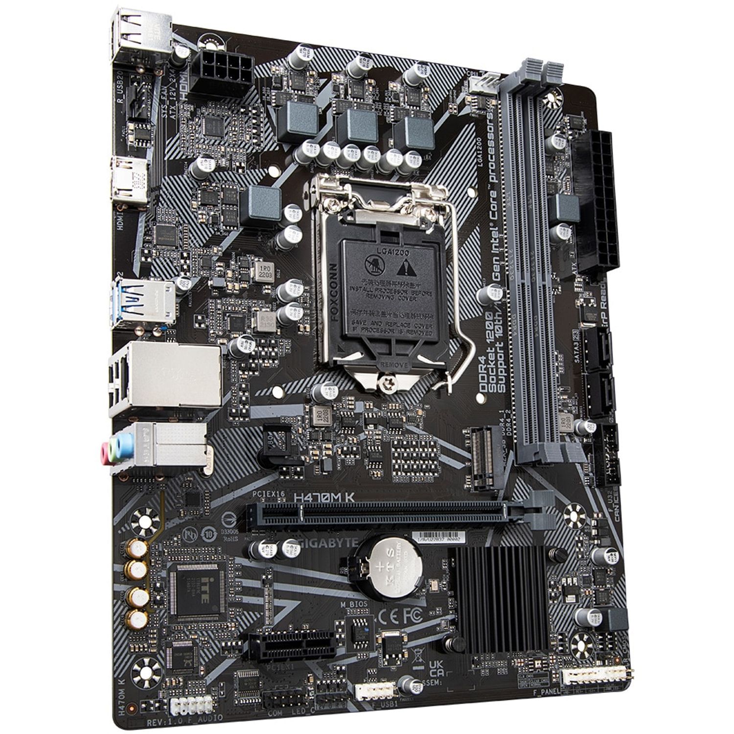 Placa de baza Gigabyte H470M K, Socket LGA 1200 fotografia produsului View 3 L