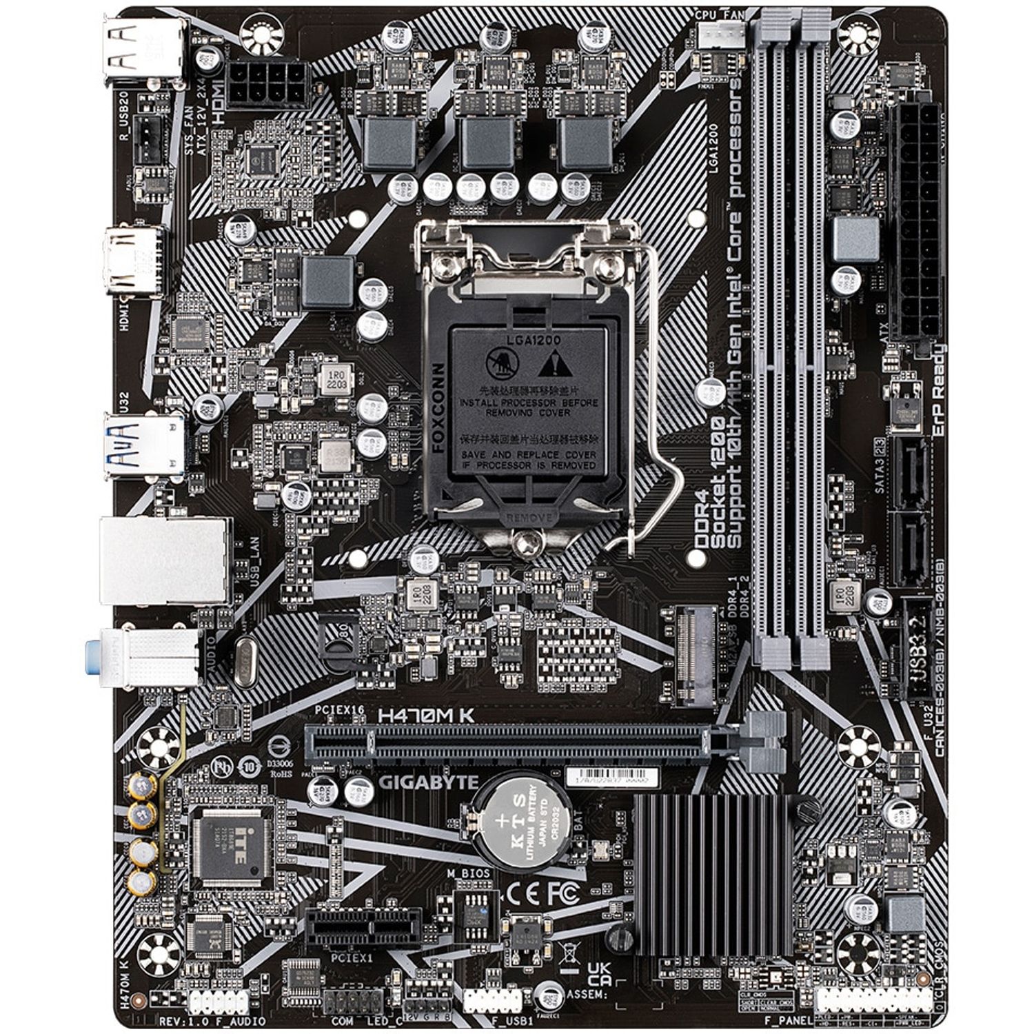 Placa de baza Gigabyte H470M K, Socket LGA 1200 fotografia produsului View 5 L