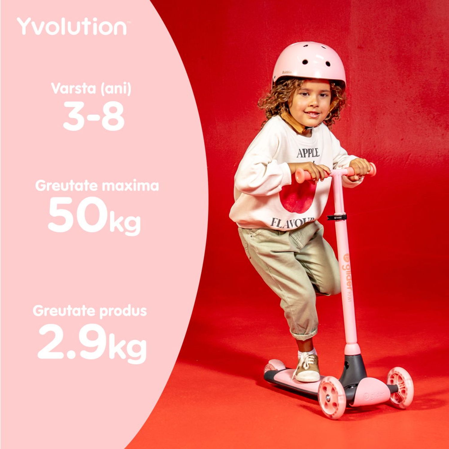 Trotineta cu 3 roti Yvolution Y Glider Kiwi Pink fotografia produsului View 6 L