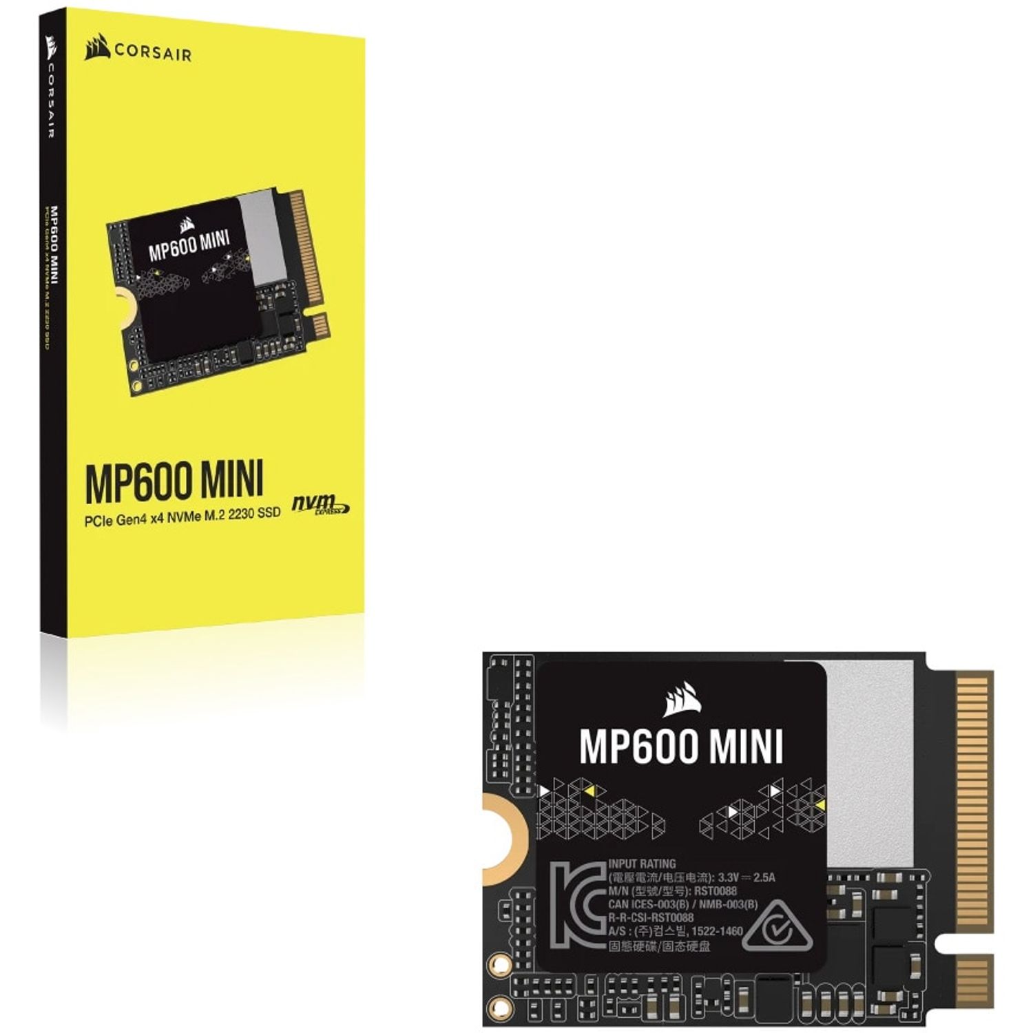 Solid-State Drive (SSD) Corsair MP600 MINI, 1TB, Gen4 PCIe x4 NVMe M.2 2230 fotografia produsului View 4 L