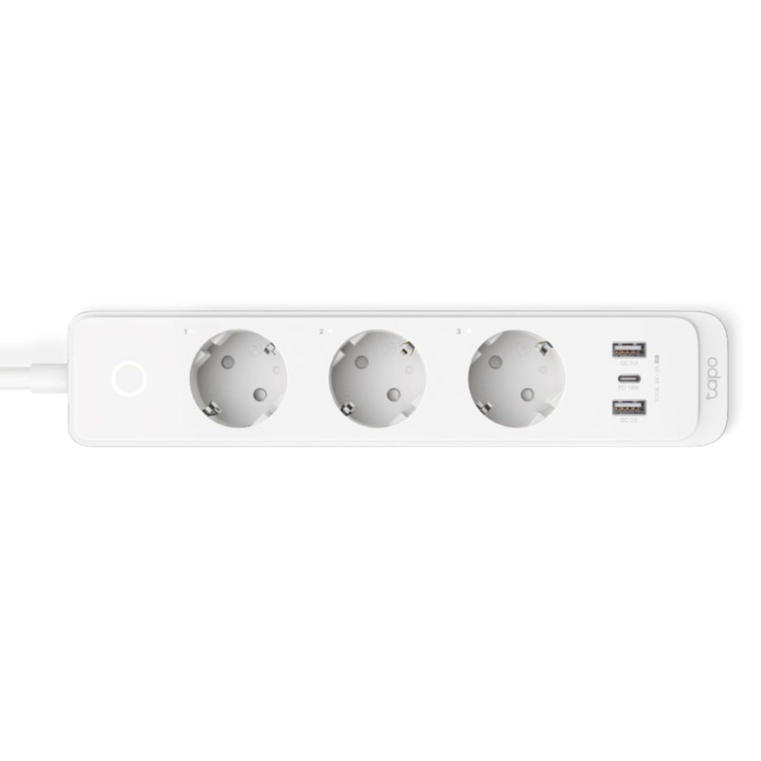 Prelungitor inteligent TP-LINK Tapo P300, Schuko x 3, USB x 2, USB Type-C x 1, 1.5m, Bluetooth, WiFi (Alb) fotografia produsului