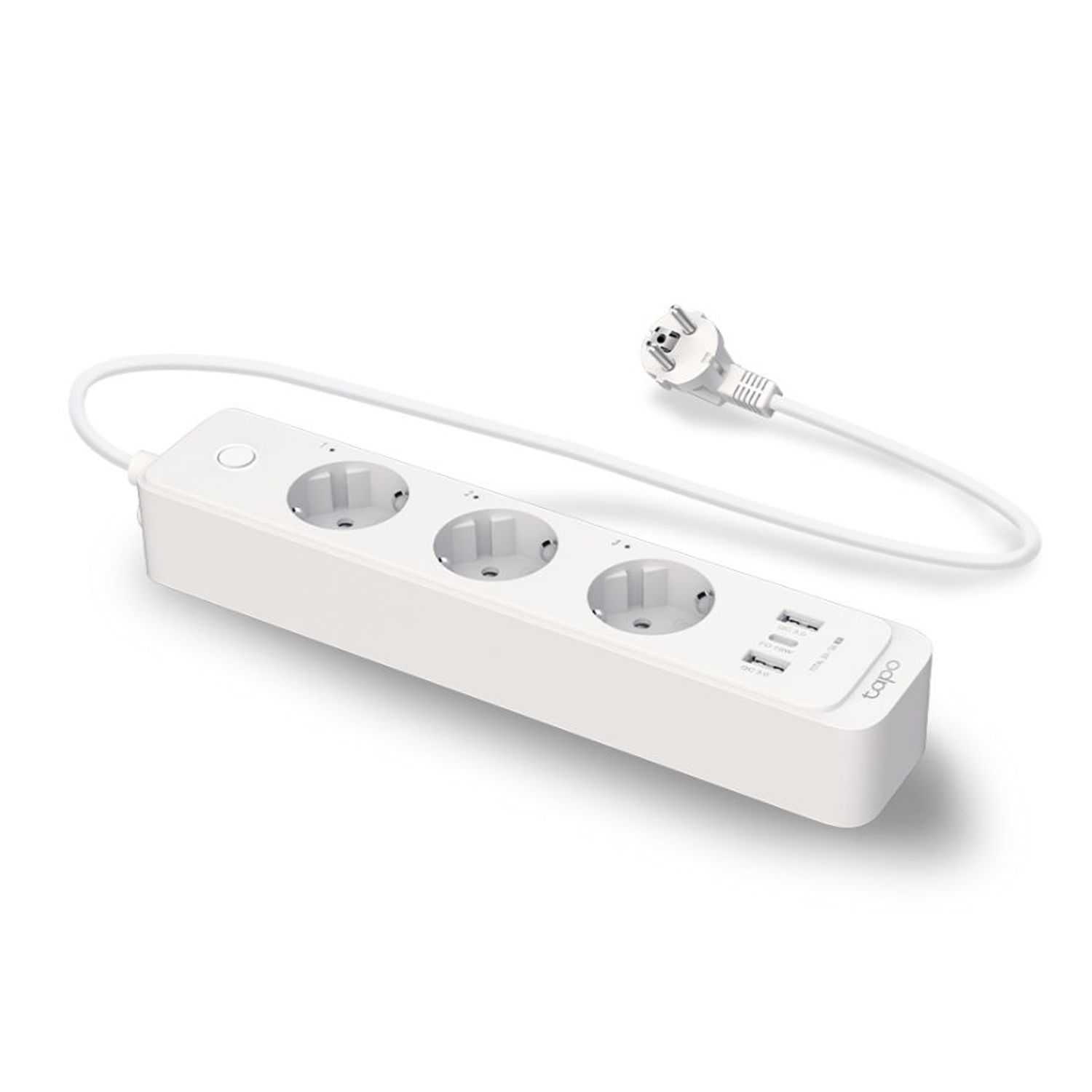 Prelungitor inteligent TP-LINK Tapo P300, Schuko x 3, USB x 2, USB Type-C x 1, 1.5m, Bluetooth, WiFi (Alb) fotografia produsului View 2 L