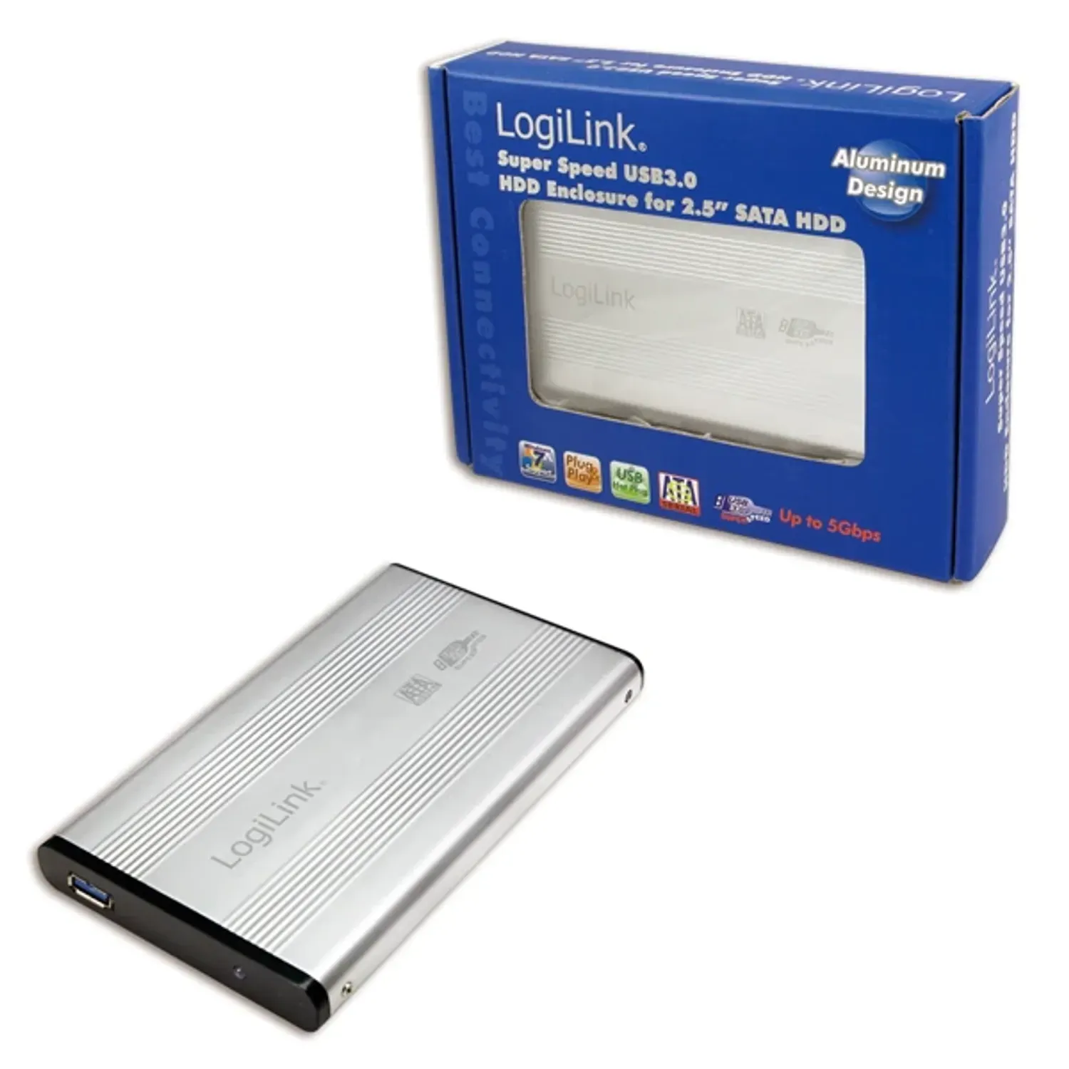 RACK EXTERN 2.5" USB3.0/SATA, Alu, silver LOGILINK UA0106A fotografia produsului