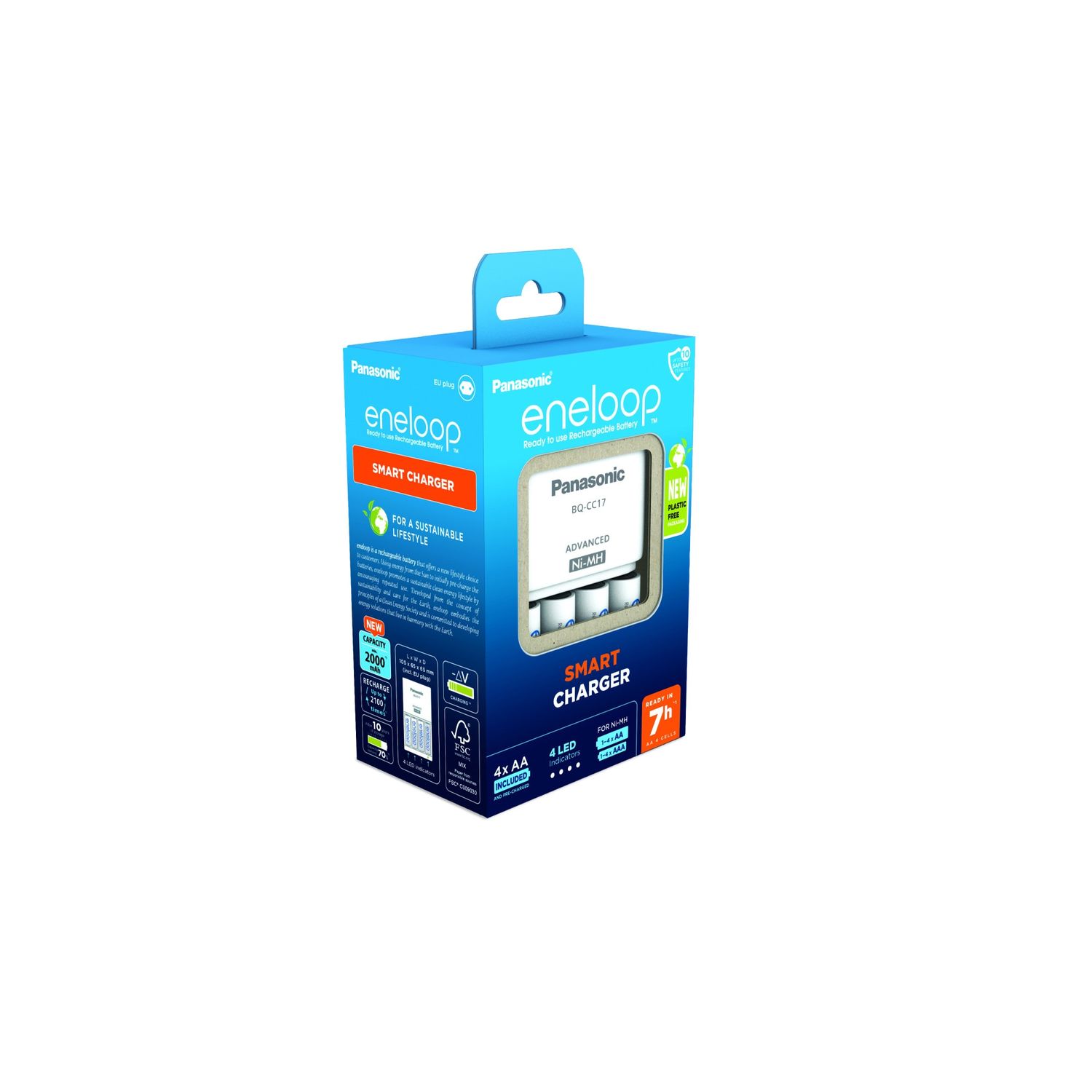 Incarcator Panasonic Eneloop Advanced, include 4 x Eneloop R6 AA 2000mAh, K-KJ17MCD40E fotografia produsului